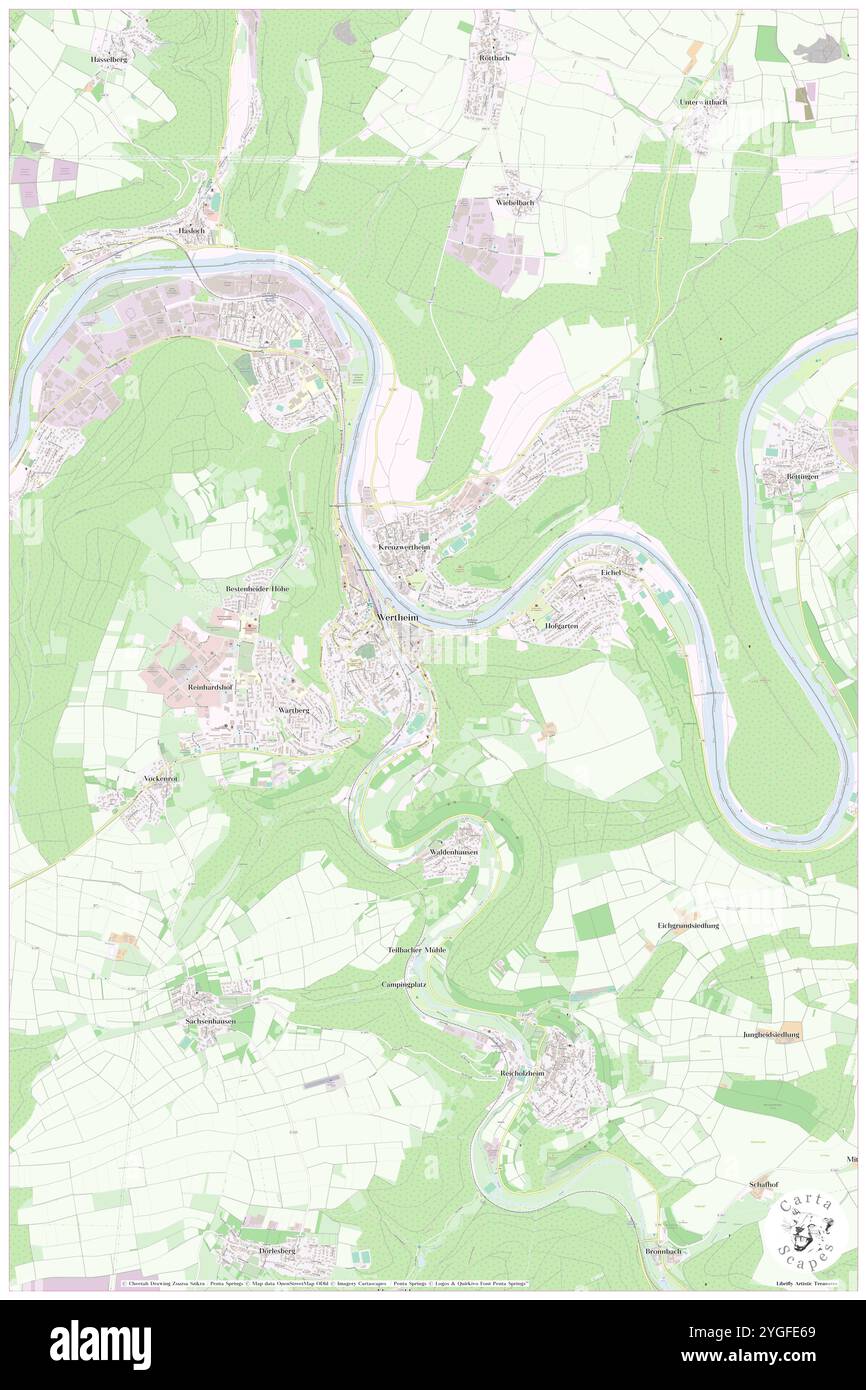 Castello di Wertheim, Regierungsbezirk Stoccarda, DE, Germania, Baden-Wurttemberg, N 49 45' 32'', N 9 31' 11'', MAP, Cartascapes Map pubblicata nel 2024. Esplora Cartascapes, una mappa che rivela i diversi paesaggi, culture ed ecosistemi della Terra. Viaggia attraverso il tempo e lo spazio, scoprendo l'interconnessione del passato, del presente e del futuro del nostro pianeta. Foto Stock