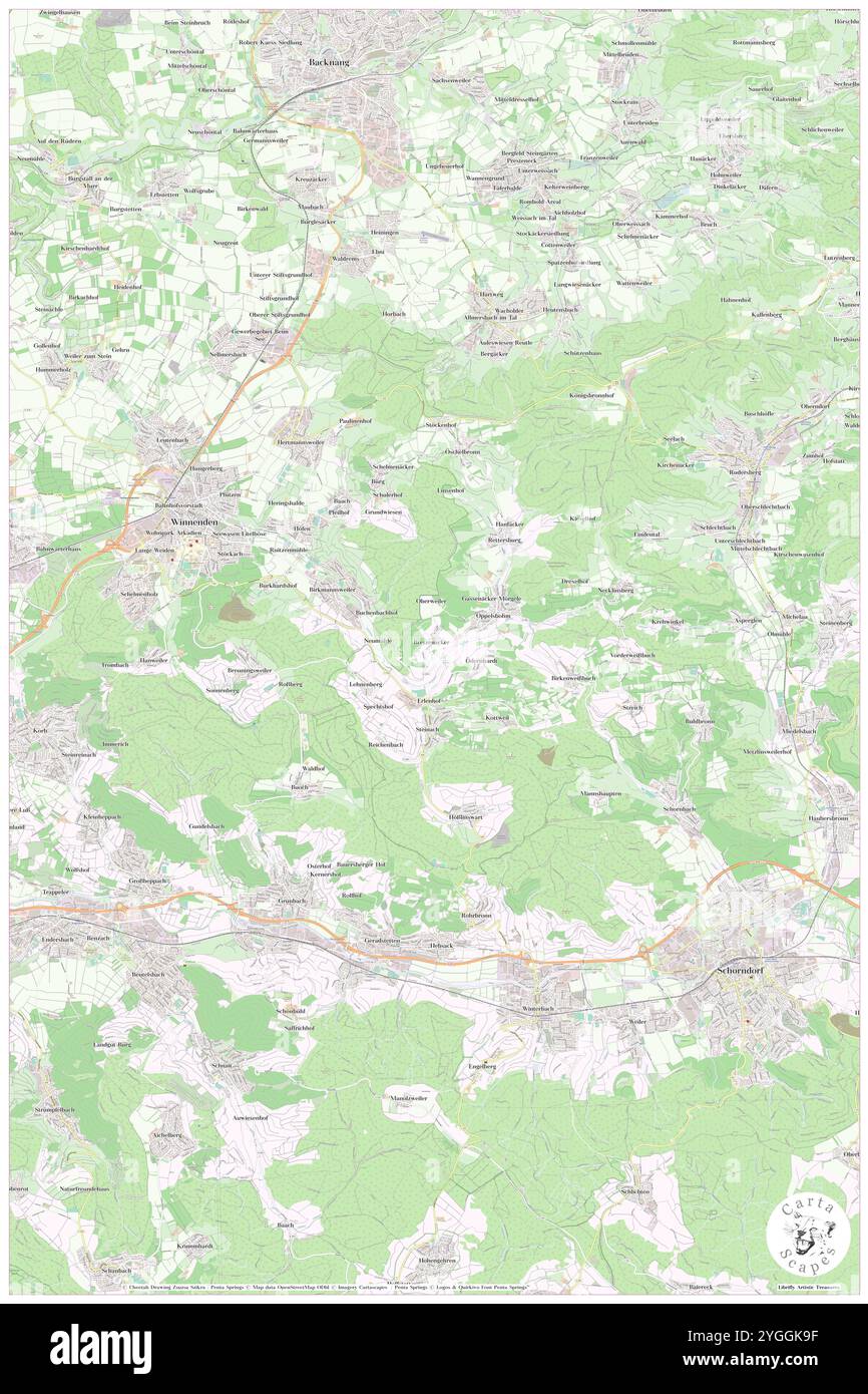 Bretzenacker, Regierungsbezirk Stuttgart, DE, Germania, Baden-Wurttemberg, N 48 51' 24''', N 9 27' 15'', MAP, Cartascapes Map pubblicata nel 2024. Esplora Cartascapes, una mappa che rivela i diversi paesaggi, culture ed ecosistemi della Terra. Viaggia attraverso il tempo e lo spazio, scoprendo l'interconnessione del passato, del presente e del futuro del nostro pianeta. Foto Stock