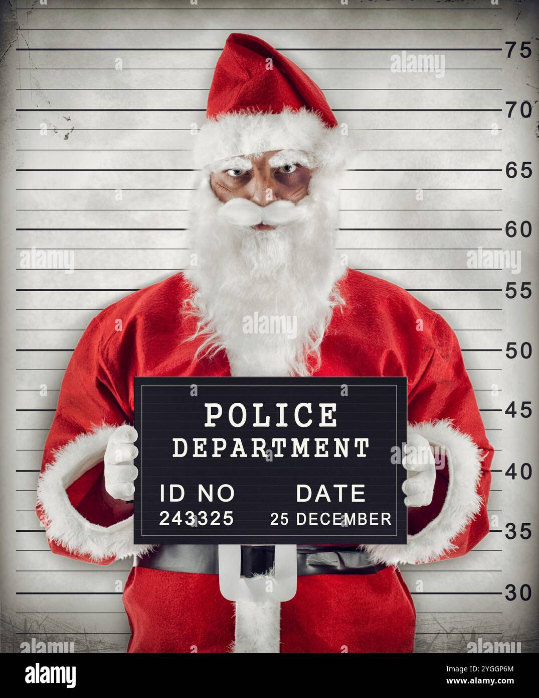 Mugshot di Santa Claus criminale sotto arresto. Foto Stock