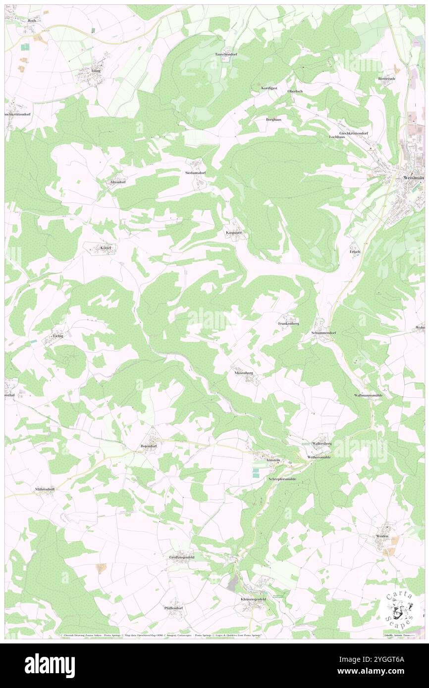 Hoher Stein, alta Franconia, DE, Germania, Baviera, N 50 3' 46'', N 11 11' 32'', MAP, Cartascapes Map pubblicata nel 2024. Esplora Cartascapes, una mappa che rivela i diversi paesaggi, culture ed ecosistemi della Terra. Viaggia attraverso il tempo e lo spazio, scoprendo l'interconnessione del passato, del presente e del futuro del nostro pianeta. Foto Stock