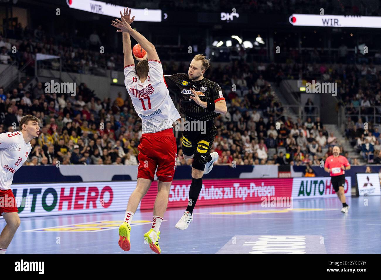 Luca WITZKE (DHB Nationalmannschaft Deutschland, #07) erzielt ein Tor, Aktion, Torwurf Handball-Nationalmannschaft Deutschland DHB (GER) vs. Handball Schweiz Suisse (sui), Handball, Maenner, EHF EURO Qualifiers, 1. Spieltag, Spielzeit 2024/2025, 07.11.2024 foto: Eibner-Pressefoto/Oliver Schmidt Foto Stock