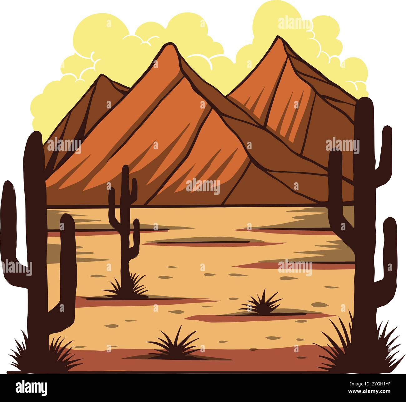 immagine vettoriale di stampa grafica con vibrazioni del deserto Illustrazione Vettoriale