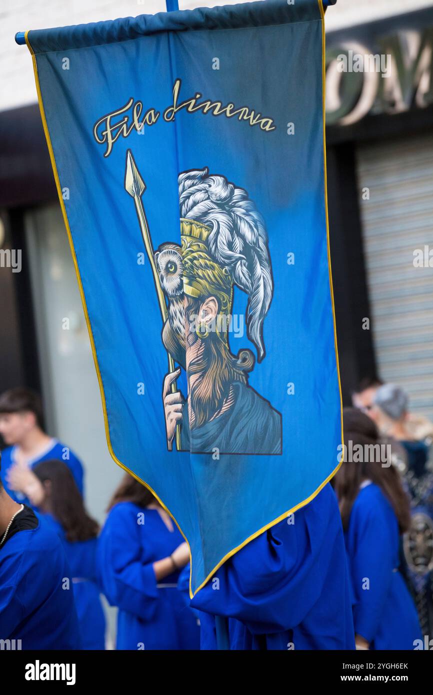 Festa dei mori e dei cristiani, bandiera, decorazione, parata, festa, Orihuela, Vega Baja, autonomia di Valencia; Provincia di Alicante, Spagna Foto Stock