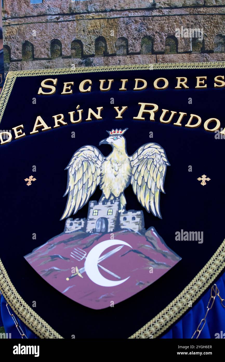 Festa dei mori e dei cristiani, bandiera, decorazione, parata, festa, Orihuela, Vega Baja, autonomia di Valencia; Provincia di Alicante, Spagna Foto Stock