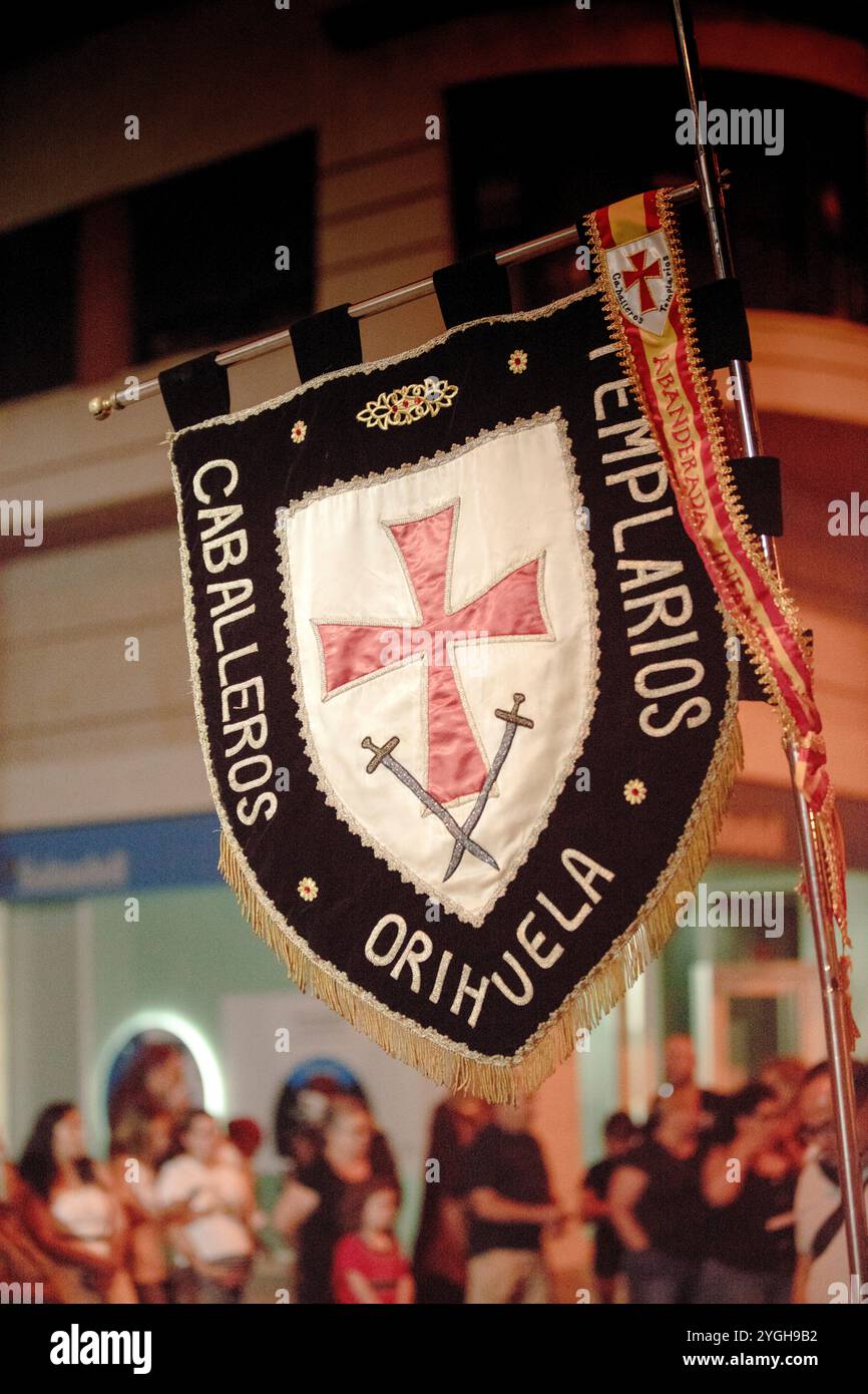 Festa dei mori e dei cristiani, bandiera, decorazione, parata, festa, Orihuela, Vega Baja, autonomia di Valencia; Provincia di Alicante, Spagna Foto Stock