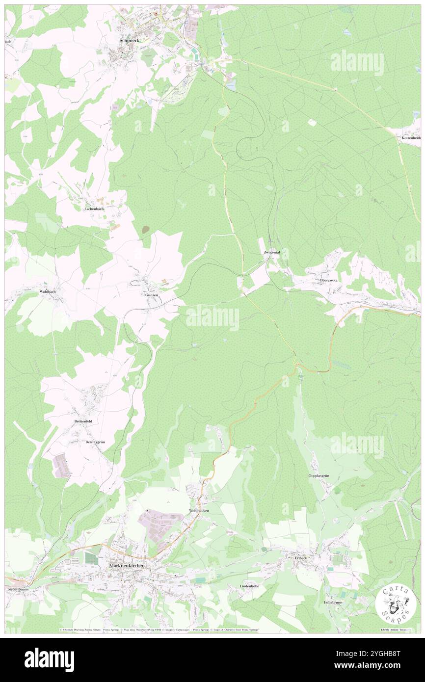 Gruner Teich, DE, Germania, Sassonia, N 50 21' 0'', N 12 20' 59'', mappa, Cartascapes Mappa pubblicata nel 2024. Esplora Cartascapes, una mappa che rivela i diversi paesaggi, culture ed ecosistemi della Terra. Viaggia attraverso il tempo e lo spazio, scoprendo l'interconnessione del passato, del presente e del futuro del nostro pianeta. Foto Stock