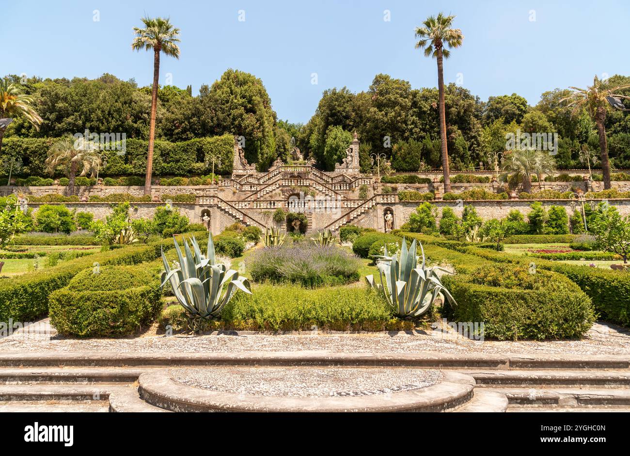 Giardino storico Garzoni a Collodi, nel comune di Pescia, provincia di Pistoia, Toscana, Italia. Foto Stock