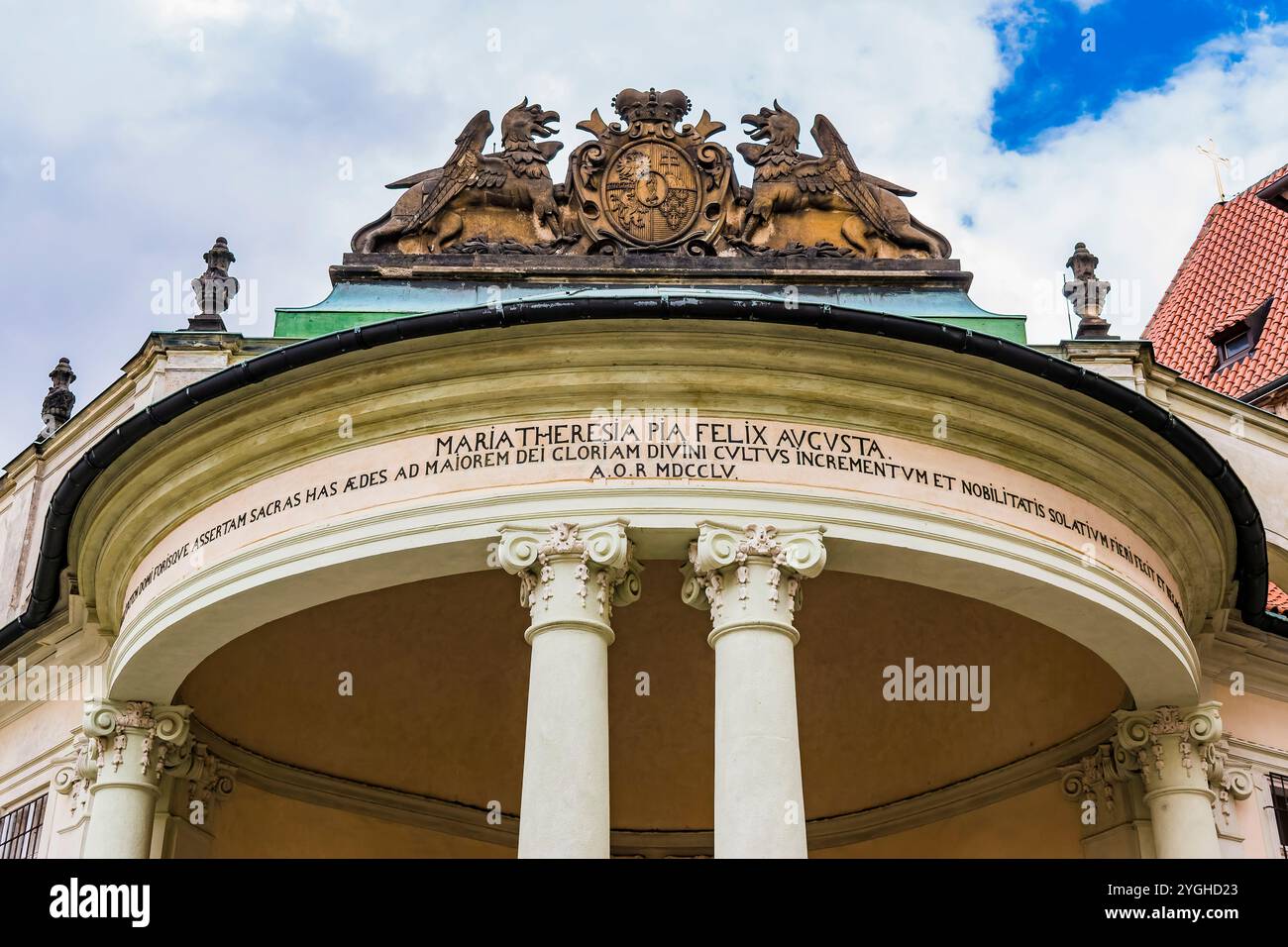 Ingresso all'imperatrice Maria Teresa. Palazzo Rosenberg. Complesso del Castello di Praga. Praga, Repubblica Ceca, Europa Foto Stock