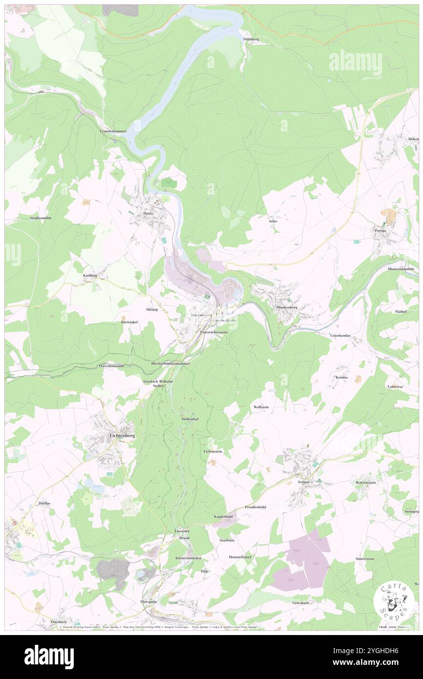 Blankenstein (Saale), DE, Germania, Turingia, N 50 24' 5'', N 11 41' 54'', mappa, Cartascapes Mappa pubblicata nel 2024. Esplora Cartascapes, una mappa che rivela i diversi paesaggi, culture ed ecosistemi della Terra. Viaggia attraverso il tempo e lo spazio, scoprendo l'interconnessione del passato, del presente e del futuro del nostro pianeta. Foto Stock