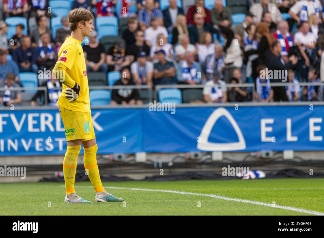 Gothenburg, Svezia. 16 settembre 2023. Un portiere concentrato si prepara a sfidare l'IFK Gothenburg e Brommapojkarna. Foto Stock