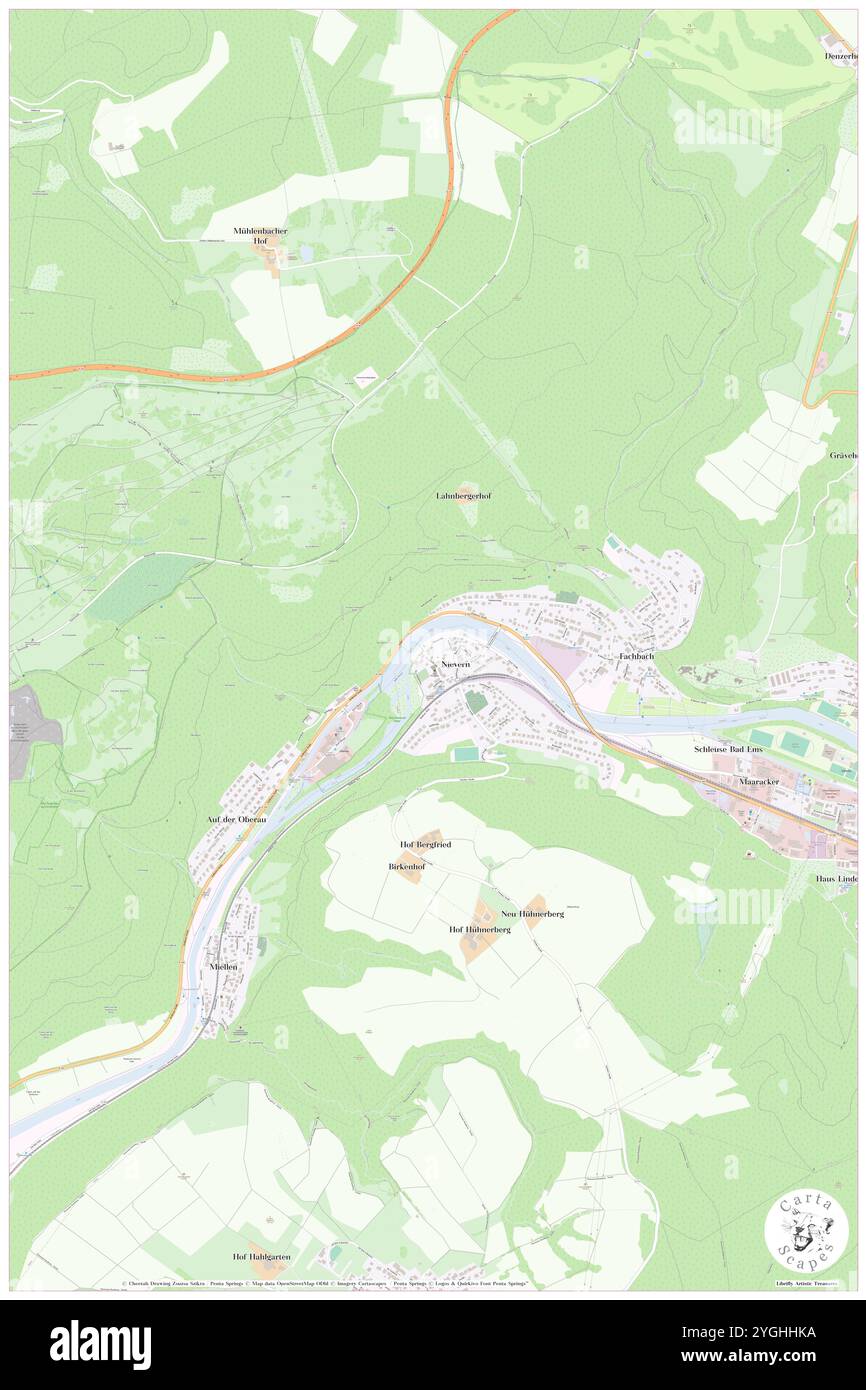 Fachbach, DE, Germania, Rheinland-Pfalz, N 50 20' 21'', N 7 41' 21'', mappa, Cartascapes Mappa pubblicata nel 2024. Esplora Cartascapes, una mappa che rivela i diversi paesaggi, culture ed ecosistemi della Terra. Viaggia attraverso il tempo e lo spazio, scoprendo l'interconnessione del passato, del presente e del futuro del nostro pianeta. Foto Stock