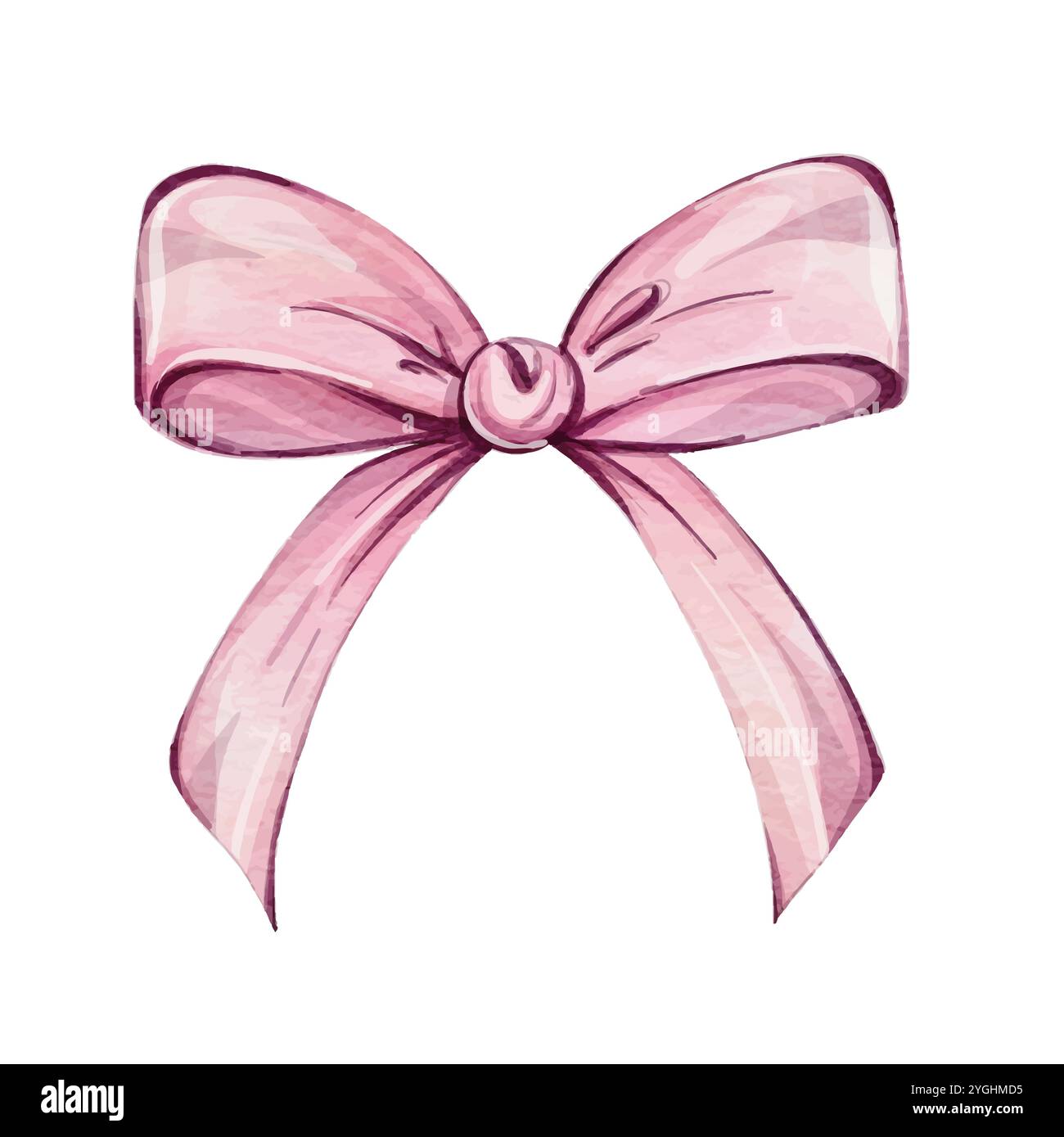 Bellissimo arco a nastro rosa. Perfetto per regali, artigianato, feste e decorazioni, ragazza Illustrazione Vettoriale