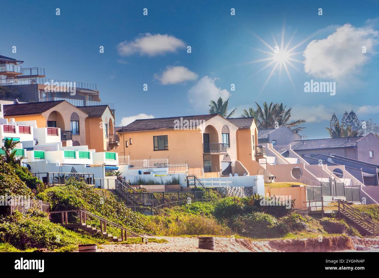 Proprietà immobiliare di prima qualità sul lungomare della baia di Durban Ballito, destinazioni turistiche, spiaggia di Willard Foto Stock