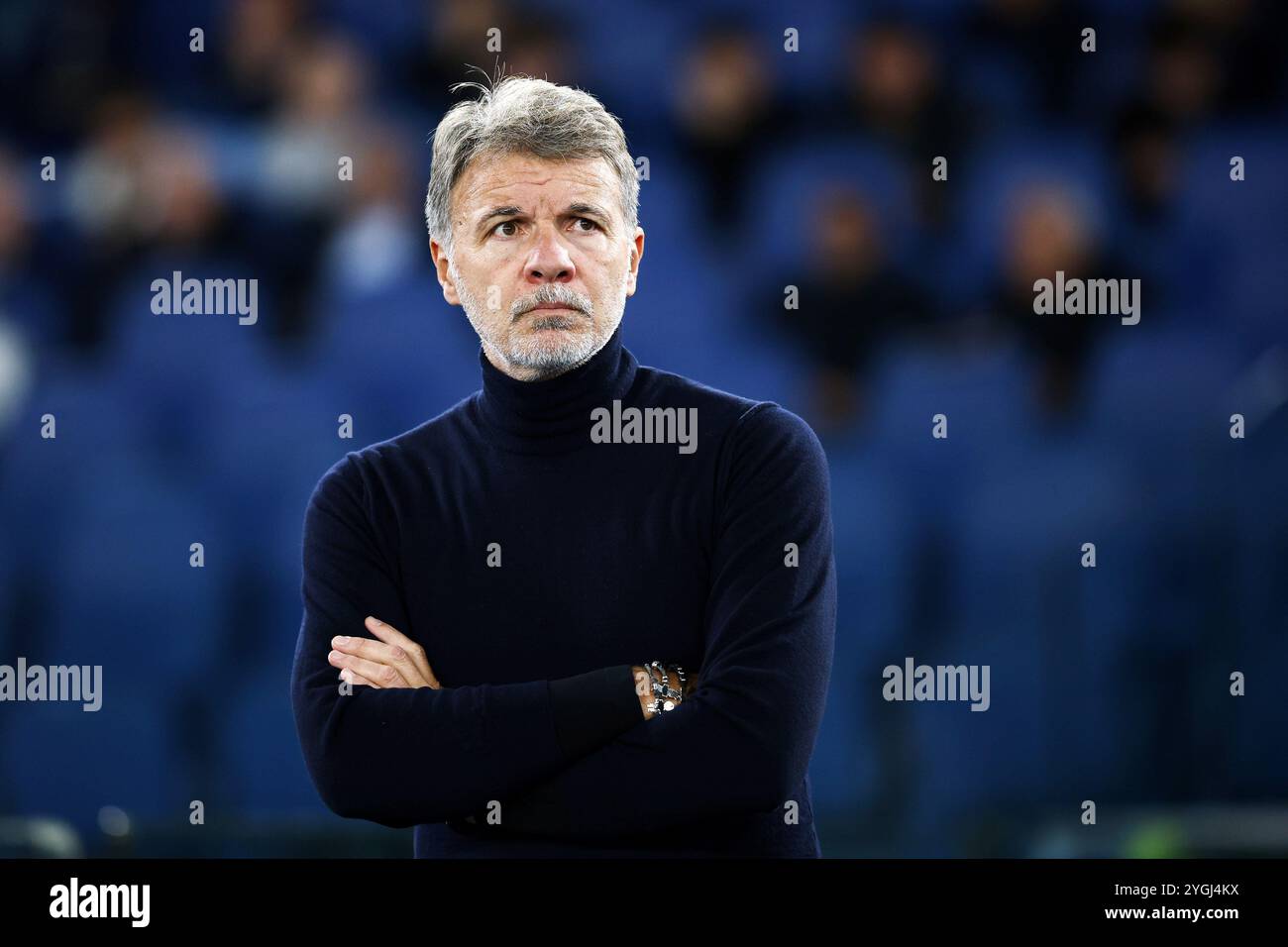 Roma, Italia. 7 novembre 2024. Marco Baroni allenatore della Lazio guarda durante la fase UEFA Europa League, League, partita 4 tra SS Lazio e FC Porto il 7 novembre 2024 allo Stadio Olimpico di Roma. Crediti: Federico Proietti / Alamy Live News Foto Stock