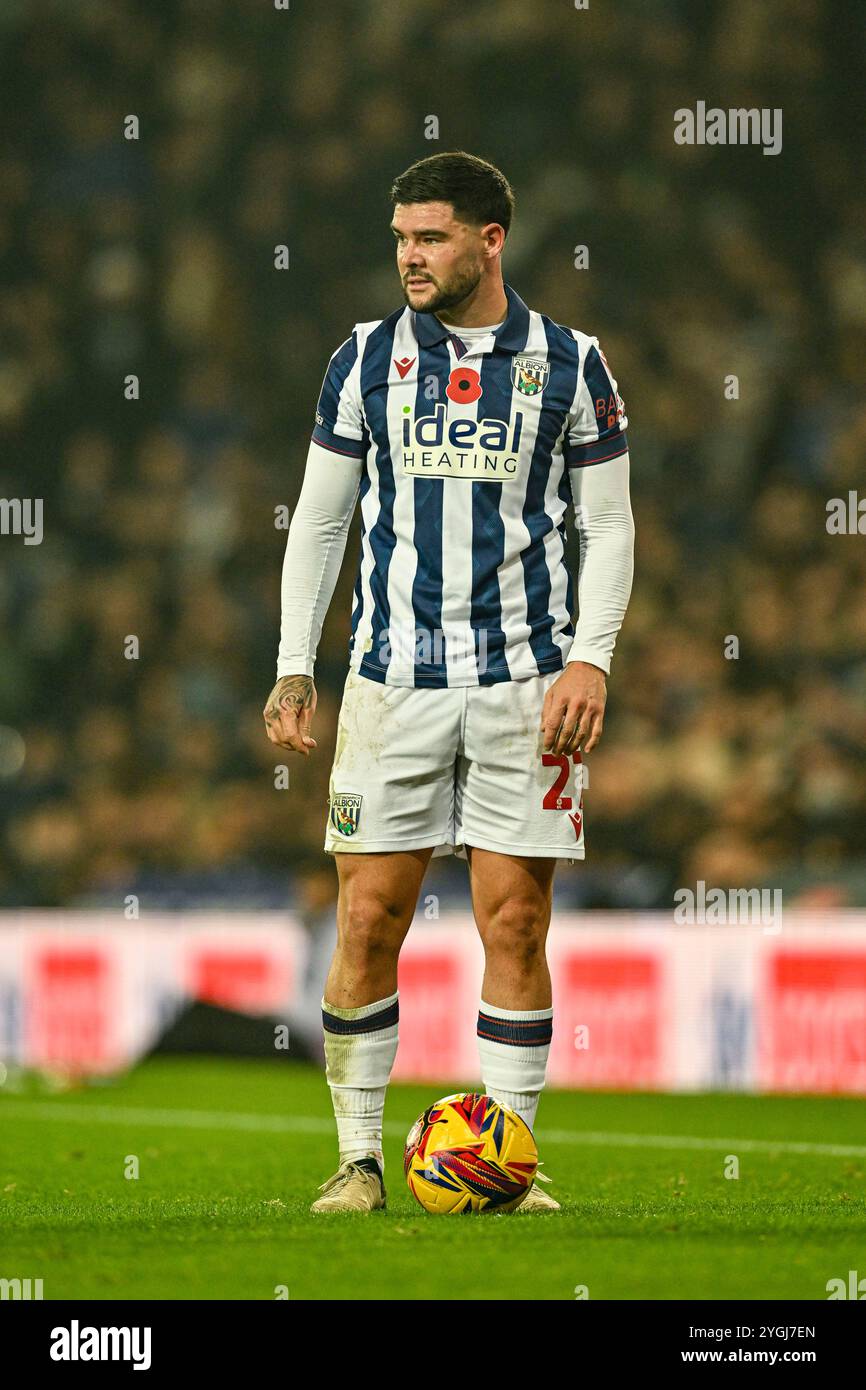 7 novembre 2024: The Hawthorns, West Bromwich, West Midlands, Inghilterra; EFL Championship Football, West Bromwich Albion contro Burnley; Alex Mowatt di West Bromwich Albion Foto Stock