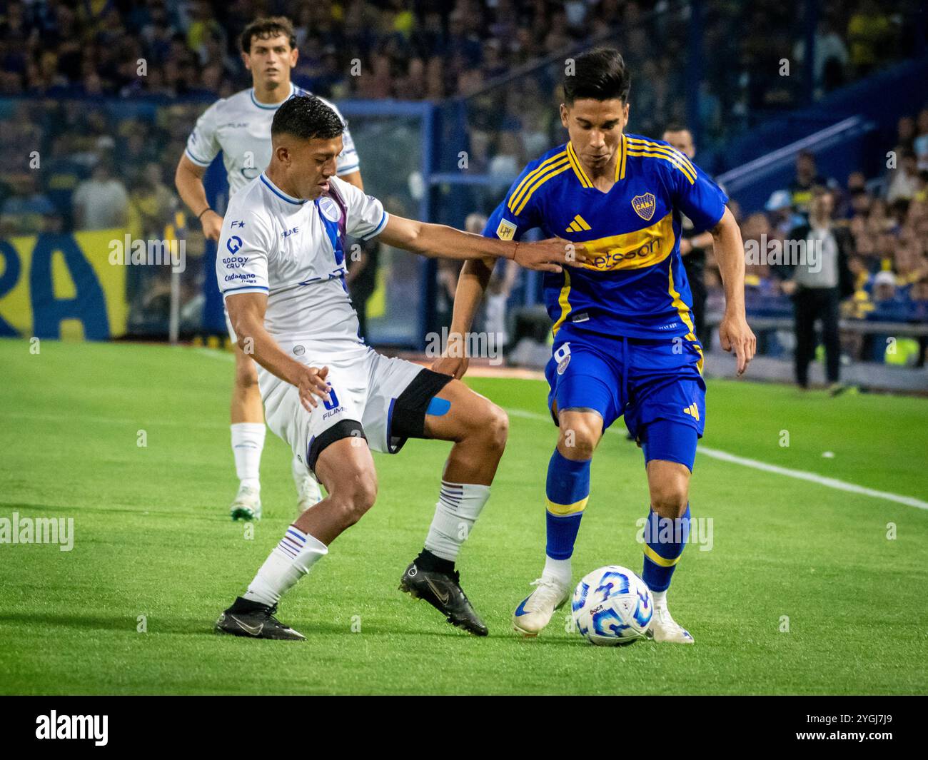 Stadio la Bombonera, la Boca, Buenos aires, Argentina. 7 novembre 2024. Boca Juniors 4 vs Godoy Cruz de Mendoza 1. Liga Profesional de Futbol Argenino AFA. SOLO PER USO EDITORIALE Foto Stock