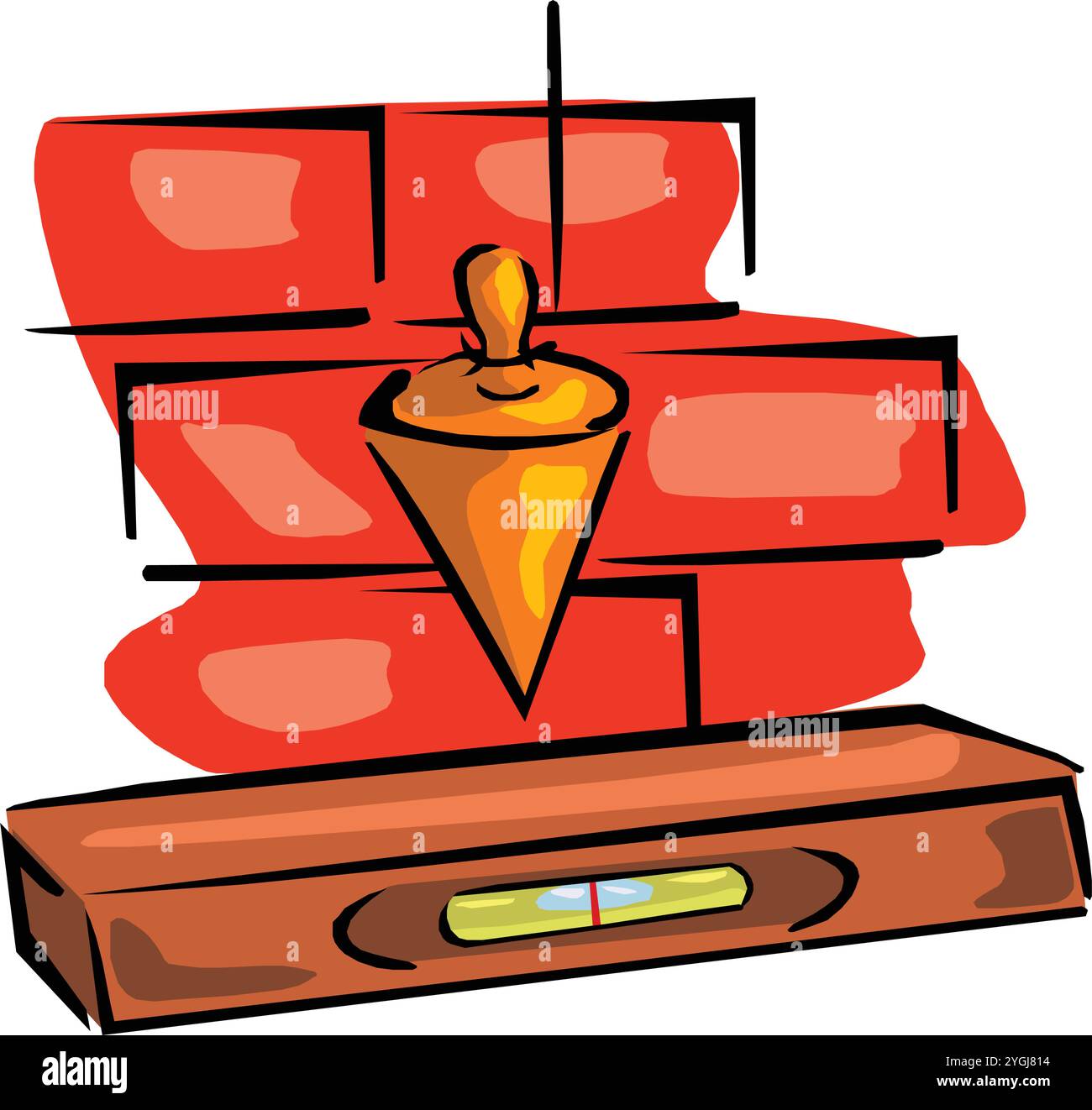 design vettoriale di uno strumento costituito da una lunga fune e da un peso in ferro a forma di cono chiamato cesoia che viene solitamente utilizzato per misurare la rettilineo Illustrazione Vettoriale