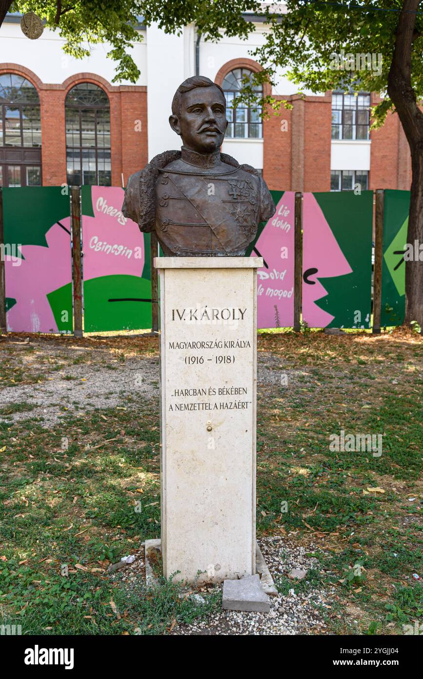 Il busto del re Carlo IV d'Ungheria / imperatore Carlo i d'Austria a Budapest Foto Stock