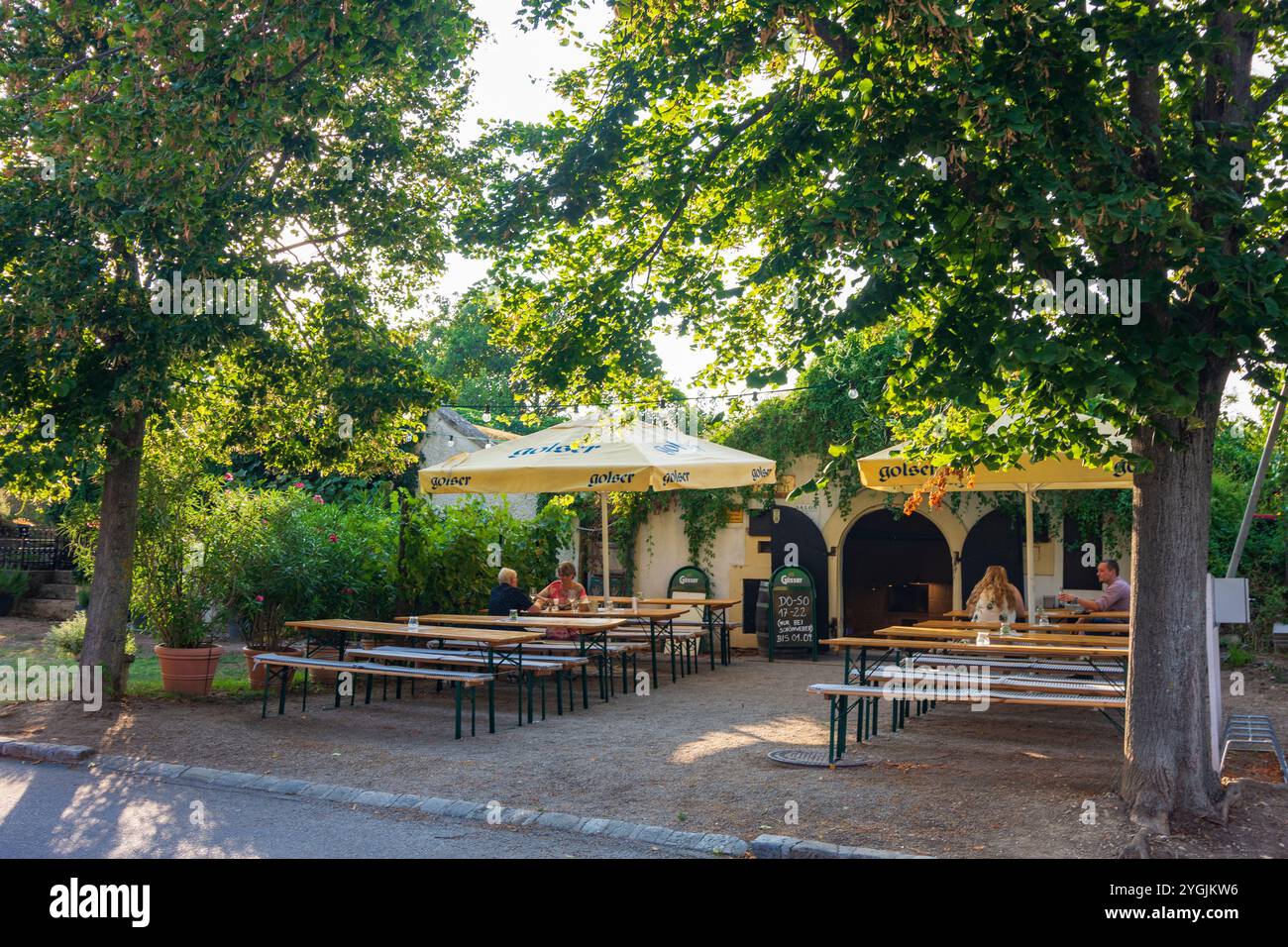 Breitenbrunn am Neusiedler SEE, taverna Heuriger a Neusiedler SEE (lago Neusiedl), Burgenland, Austria Foto Stock