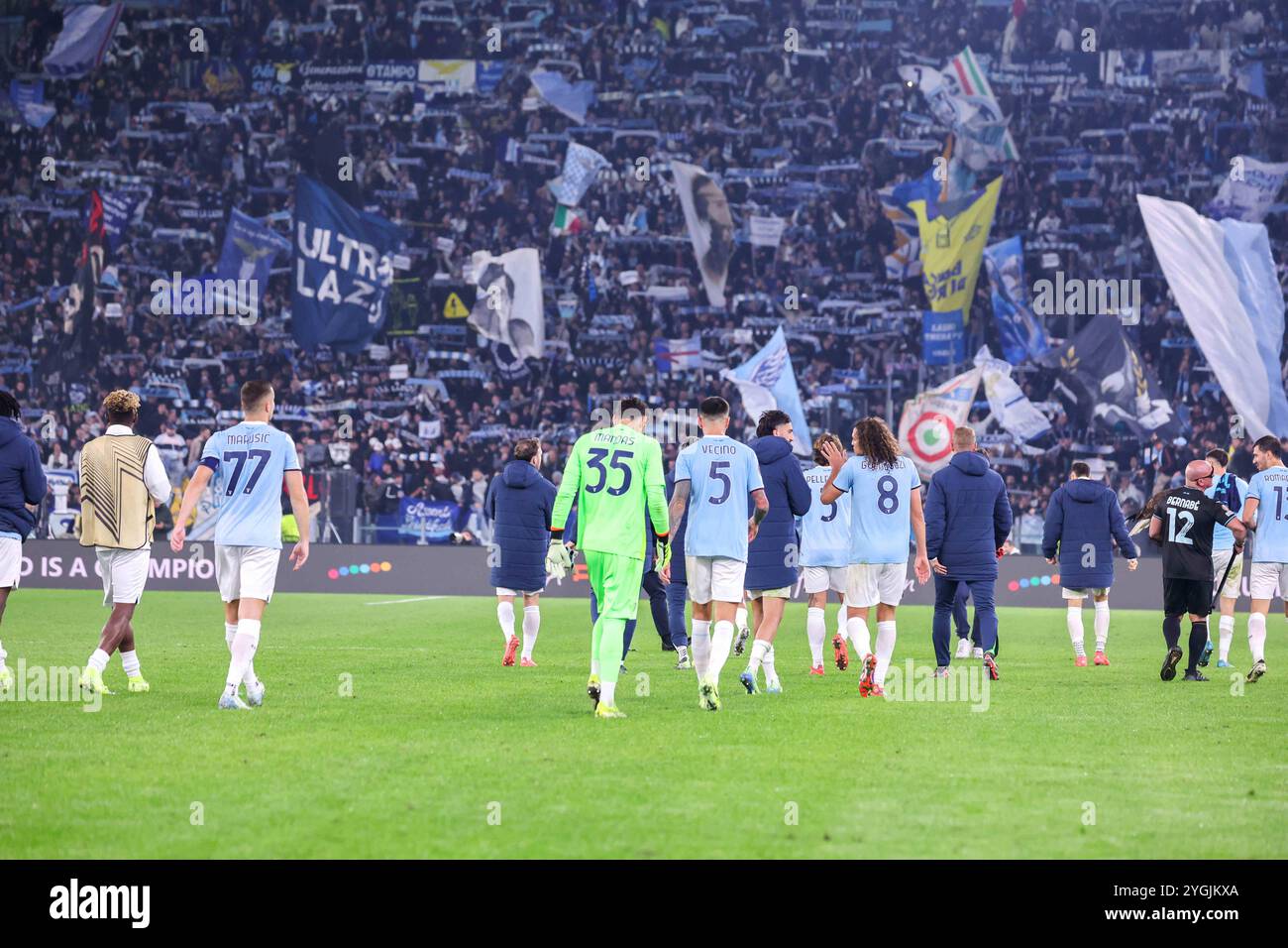 Roma, Lazio, ITALIA. 8 novembre 2024. 07/11/2024 Roma, Stadio Olimpico, partita di calcio valida per Europa League 2024/24 tra SS Lazio vs SSC vs FC Porto. In foto: Lazio calcio (Credit Image: © Fabio Sasso/ZUMA Press Wire) SOLO USO EDITORIALE! Non per USO commerciale! Foto Stock