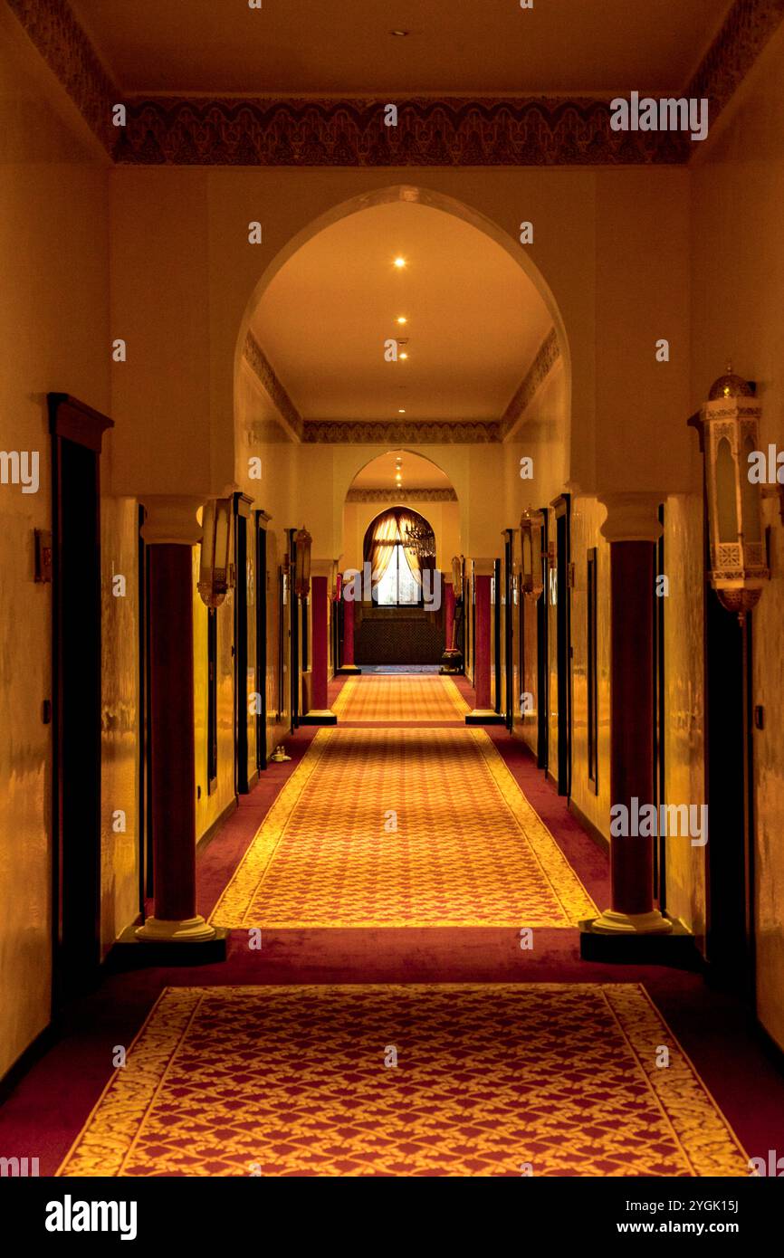 Marrakech, hotel, corridoio, corridoio, corridoio, moquette, città, Maghreb, Marocco Foto Stock