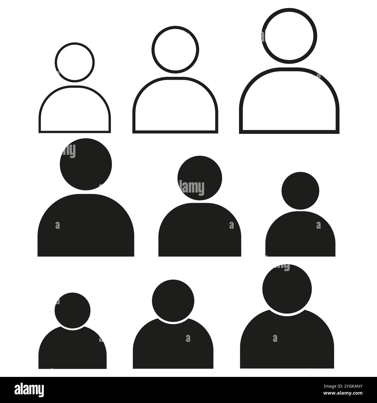 Icona sagome umane. Semplice grafica nera. Simbolo del gruppo vettoriale. Forme minimalistiche. Illustrazione Vettoriale