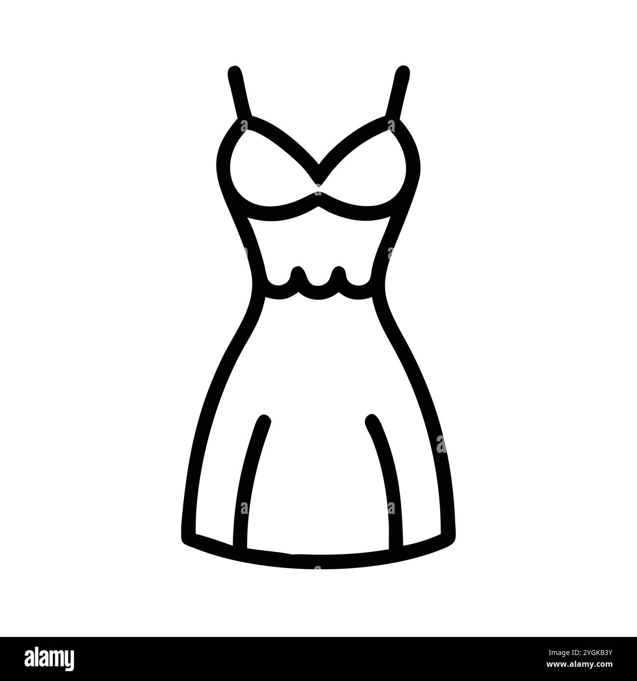 semplice illustrazione vettoriale di un abito da cocktail, in uno stile semplice e pulito, per grafica business e fashion. illustrazione abiti piatti. Illustrazione Vettoriale