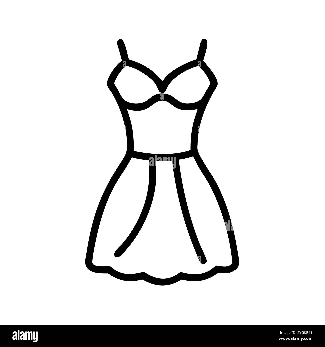 semplice illustrazione vettoriale di un abito da cocktail, in uno stile semplice e pulito, per grafica business e fashion. illustrazione abiti piatti. Illustrazione Vettoriale