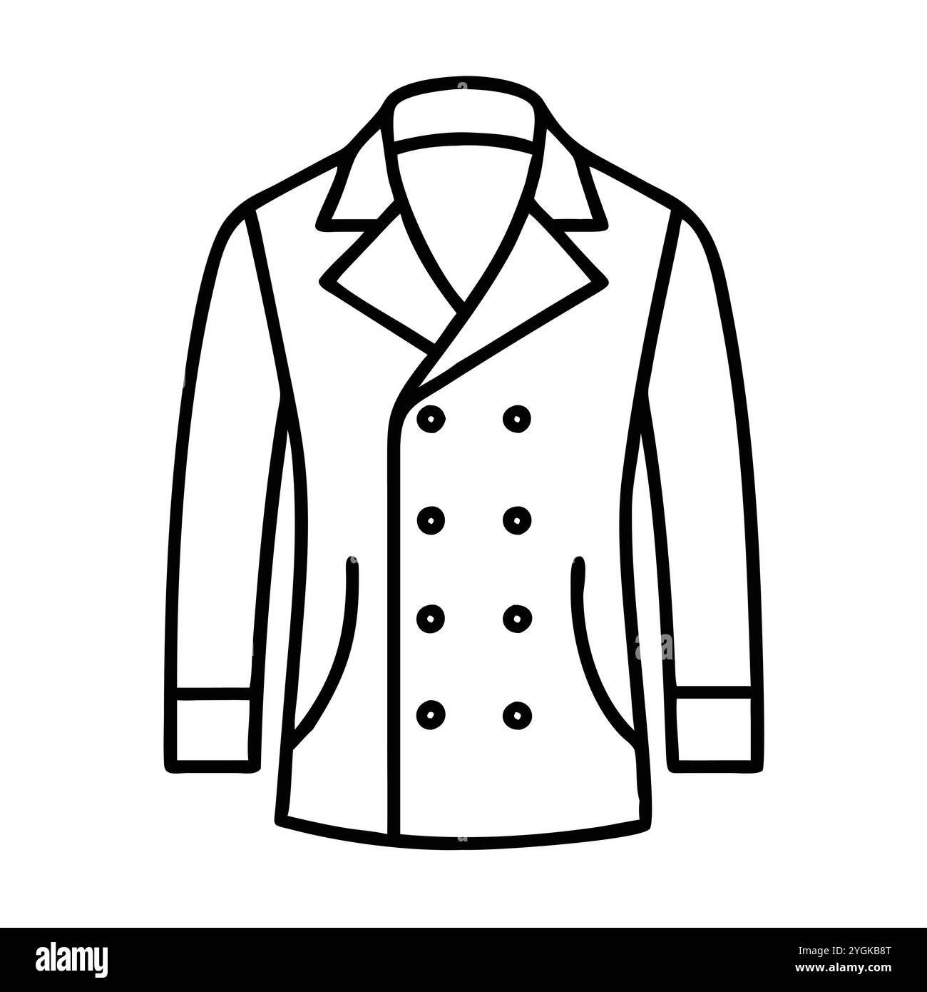 semplice illustrazione vettoriale di un cappotto doppio petto , in uno stile semplice e pulito, per grafica business e fashion. illustrazione abiti piatti. Illustrazione Vettoriale