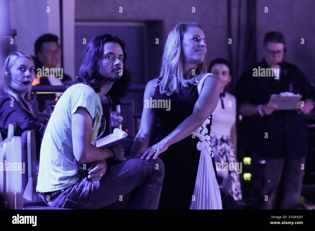 Moderatorin Stefanie Hertel GER mit ihrem Ehemann Saenger Lanny Isis buergerl.,Leopold Lanner,GER - Aufzeichnung MDR Show Stefanie Hertel - Meine Stadthalle aus der Stadthalle a Zwickau - Fotografiert am 07.09.2016 - Sendetermin 10.09.2016 *** presentatrice Stefanie Hertel GER con suo marito 2016 2016 Foto Stock