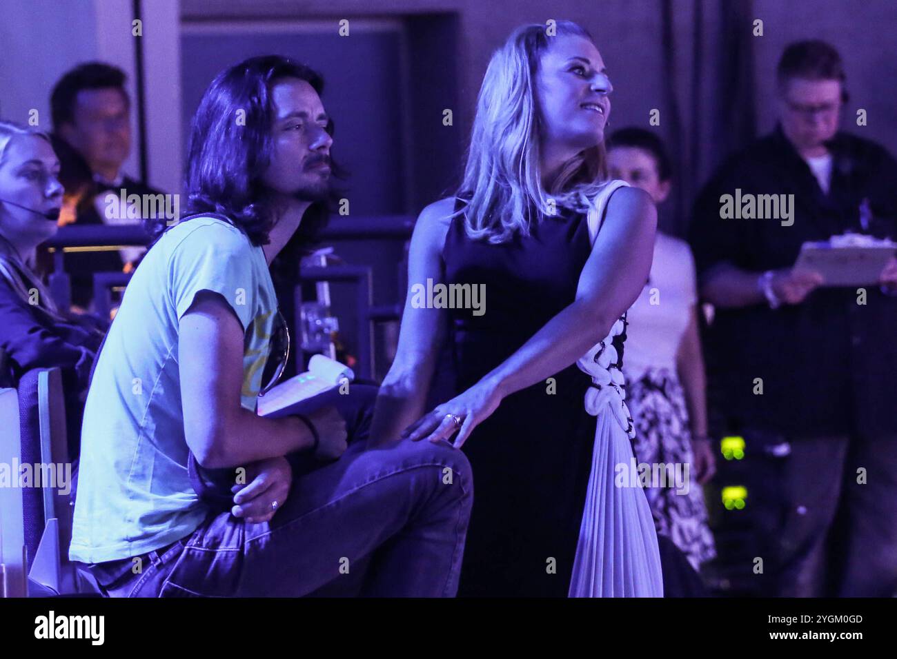 Moderatorin Stefanie Hertel GER mit ihrem Ehemann Saenger Lanny Isis buergerl.,Leopold Lanner,GER - Aufzeichnung MDR Show Stefanie Hertel - Meine Stadthalle aus der Stadthalle a Zwickau - Fotografiert am 07.09.2016 - Sendetermin 10.09.2016 *** presentatrice Stefanie Hertel GER con suo marito 2016 2016 Foto Stock