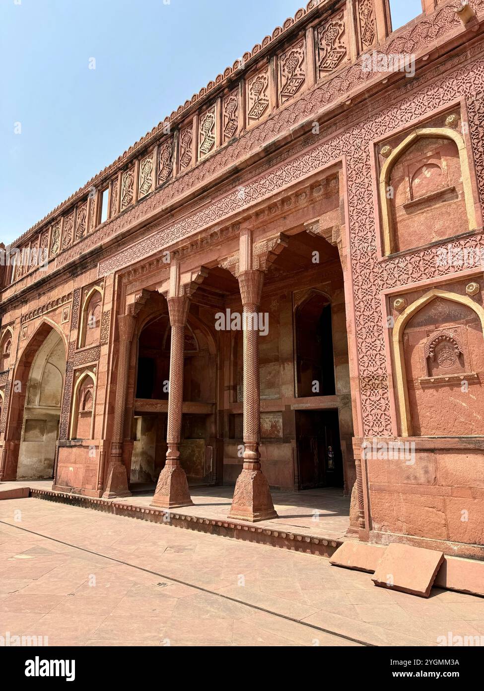 Forte di Agra (forte rosso di Agra) - un fantastico forte dove l'imperatore Humayun fu incoronato nel 1530, patrimonio dell'umanità dell'UNESCO, India Foto Stock