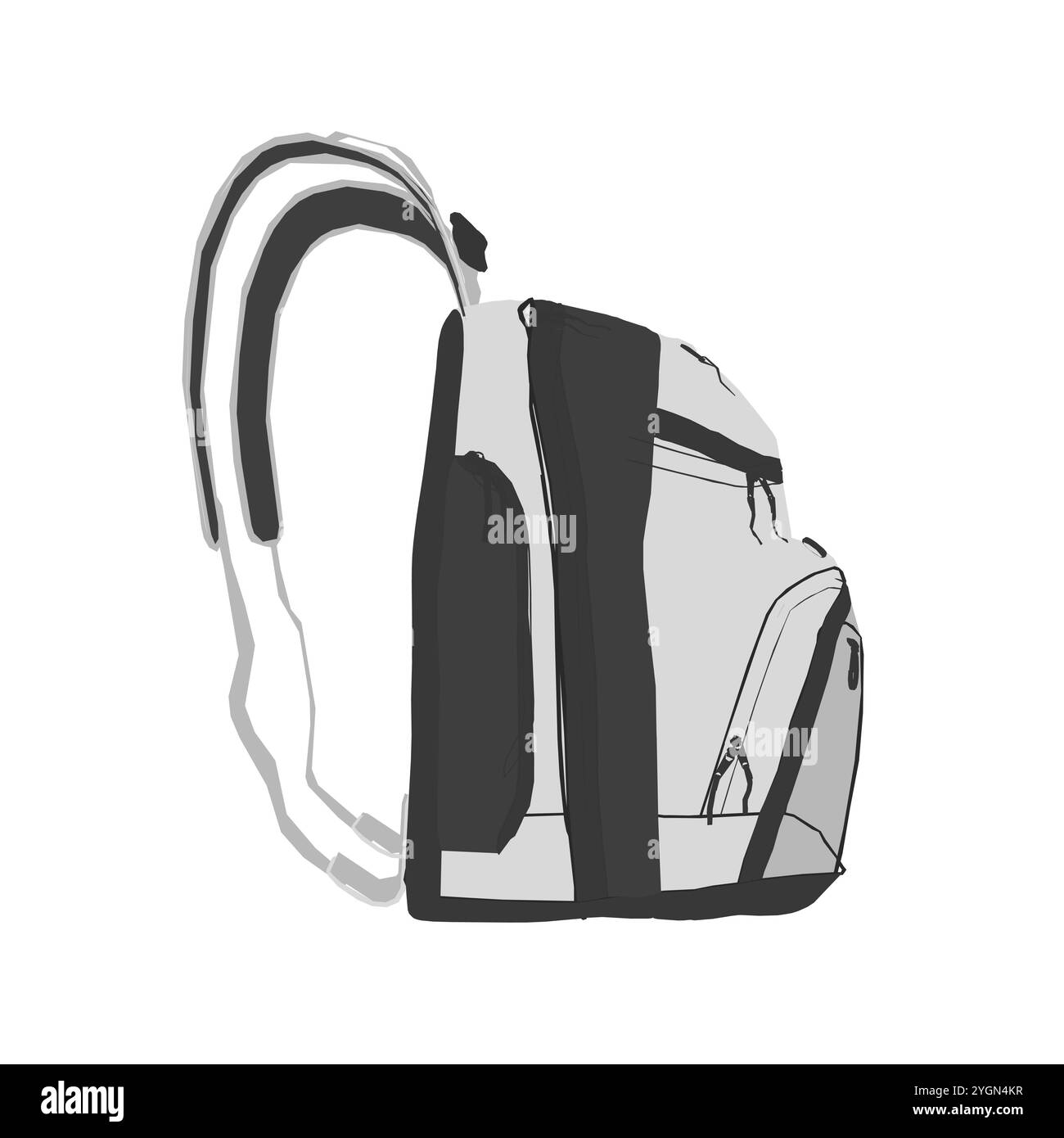 Silhouette di scuola zaino educazione cartone animato isolato. Vista laterale Illustrazione Vettoriale