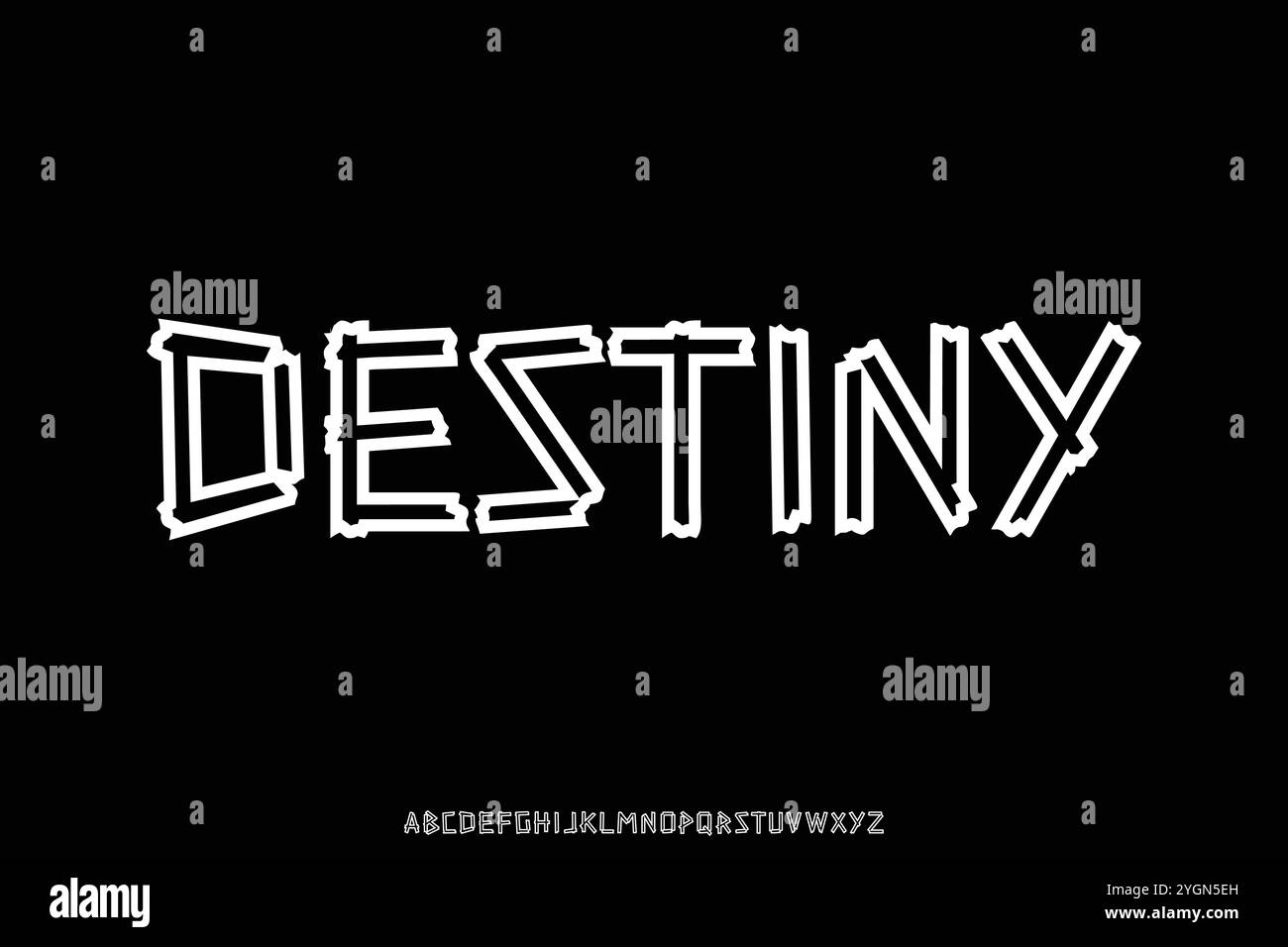L'esclusivo alfabeto decorativo lineare visualizza l'illustrazione vettoriale dei caratteri Illustrazione Vettoriale