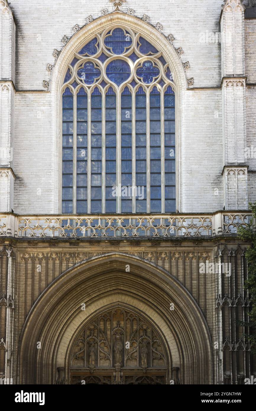 Cattedrale di nostra Signora, Onze-lieve-Vrouwekathedraal, vista parziale su un ingresso laterale, gotica, sito patrimonio dell'umanità dell'UNESCO, Anversa, Belgio, Europa Foto Stock