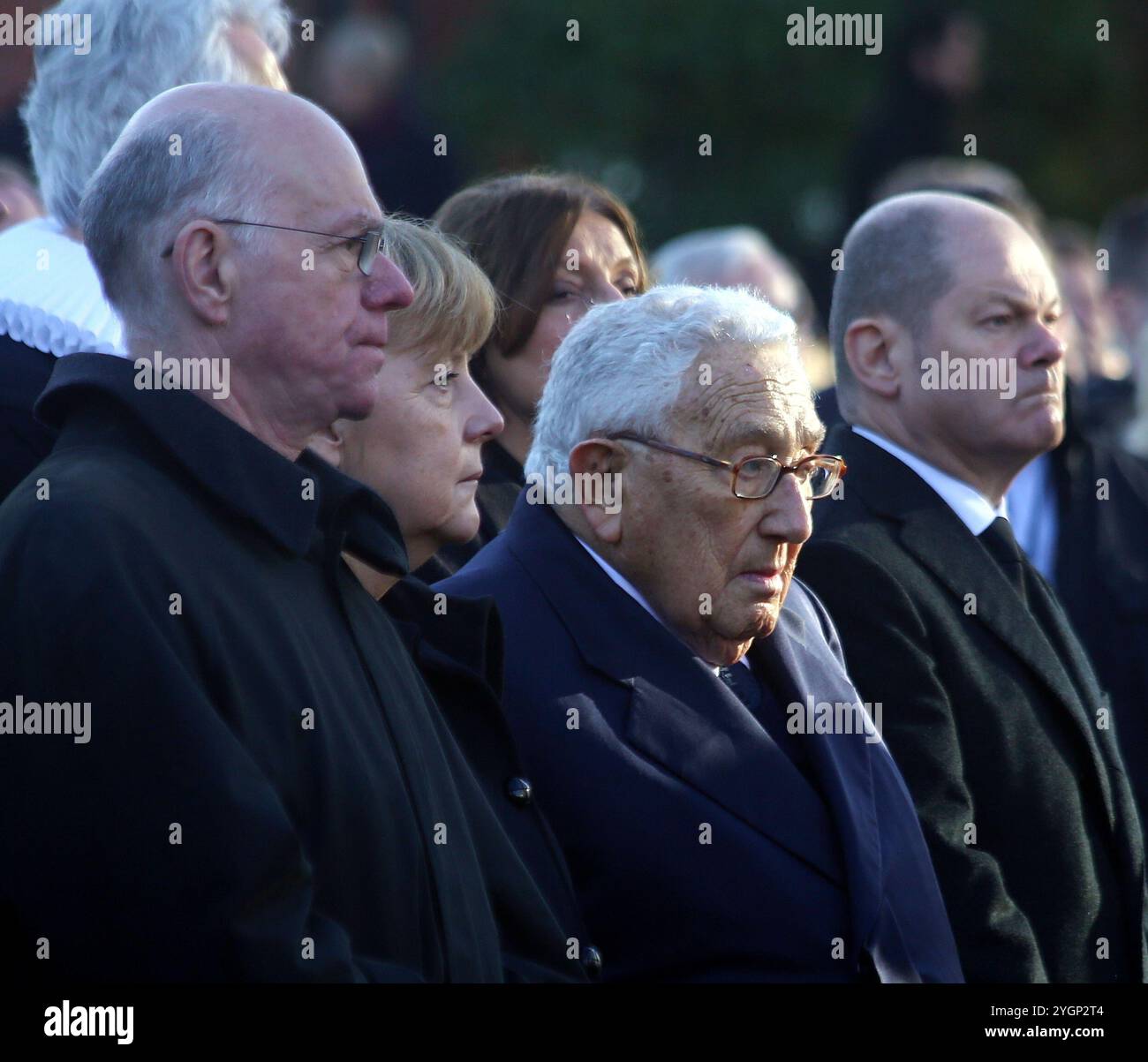 Staatsakt Schmidt Hamburg Norbert Lammert, Angela Merkel, Henry Kissinger, Olaf Scholz Foto Stock