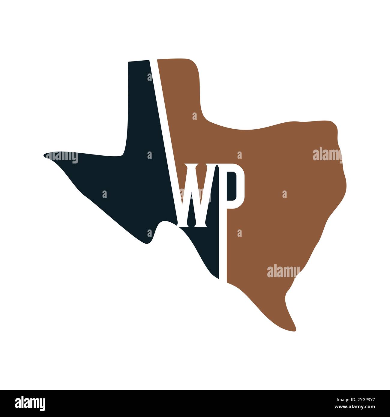 lettera iniziale wp texas icona mappa modello di design logo Illustrazione Vettoriale