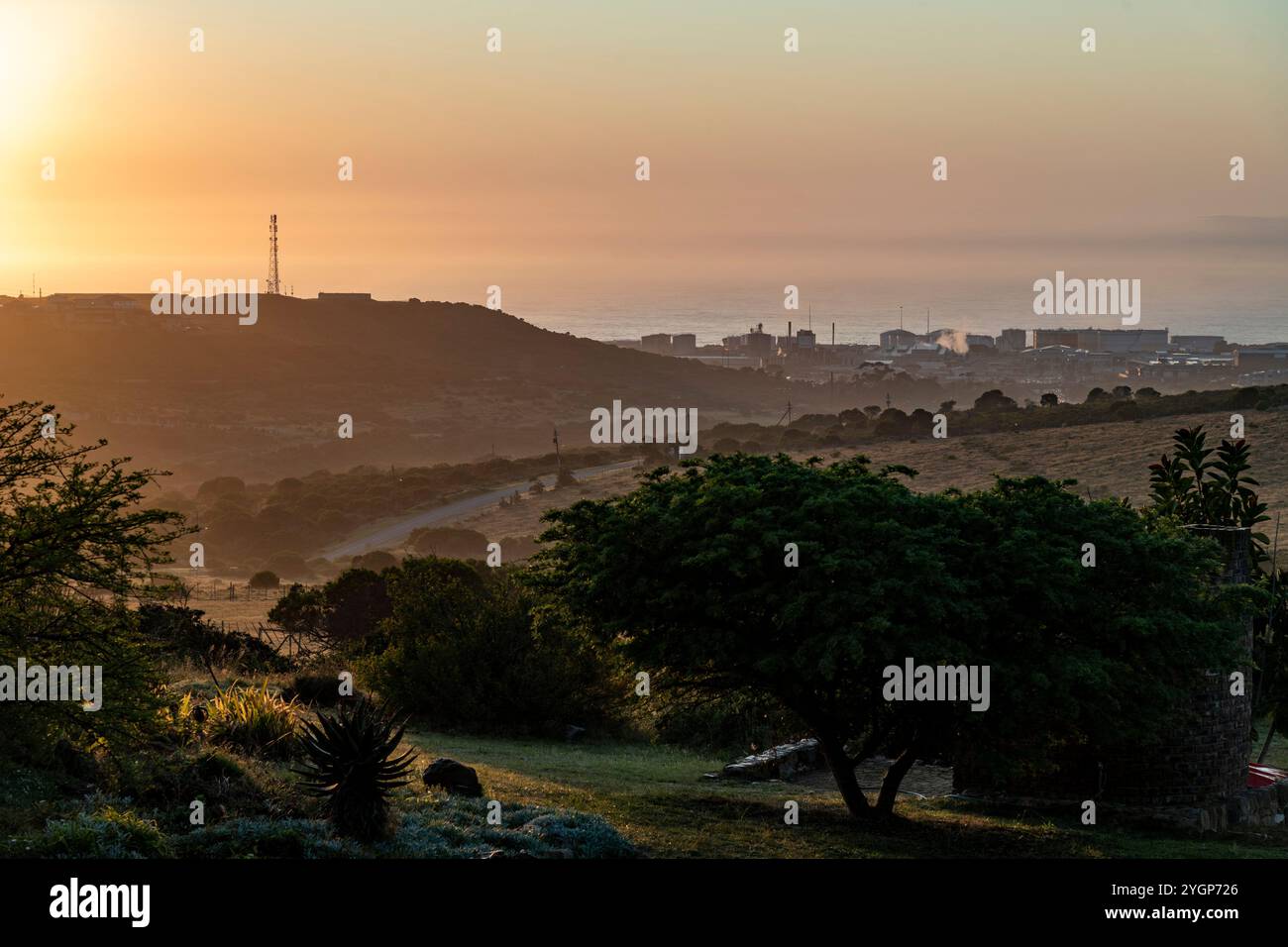 Una vista del paesaggio durante un viaggio su strada lungo la Garden Route nel Capo Occidentale, Sud Africa Foto Stock