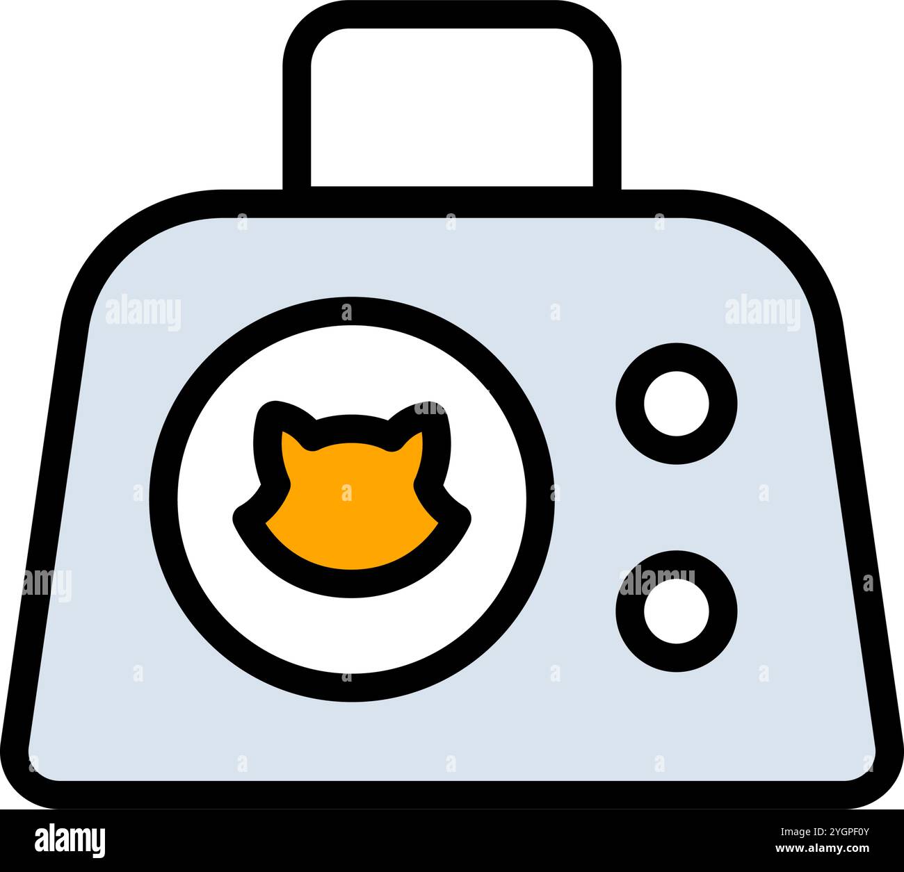 Simbolo del trasportatore per animali domestici. Comodo viaggio con gli animali. Icona vettoriale colore del supporto Cat. Gatto della gabbia. Cassa portante. Animali. Illustrazione vettoriale isolata. Illustrazione Vettoriale