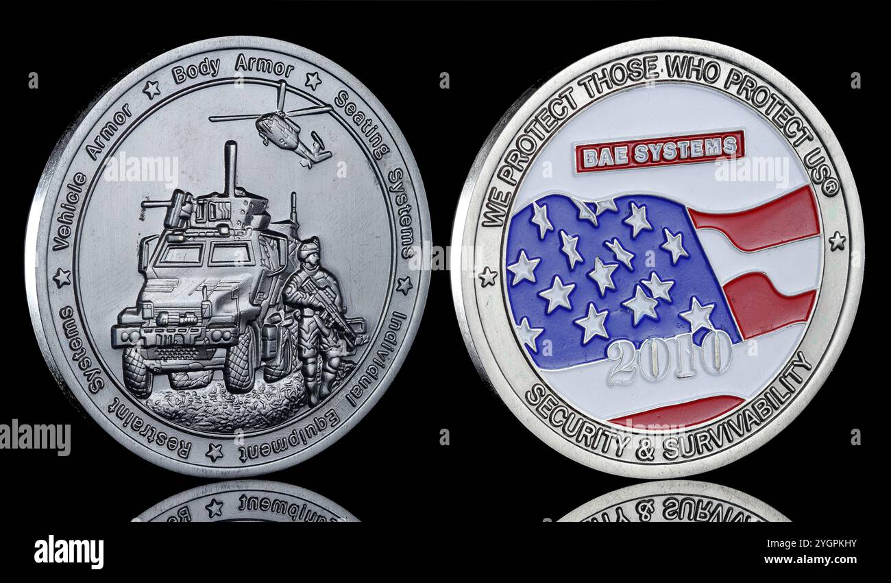 2010 BAE Systems Challenge Coin/Medallion/Token Foto Stock