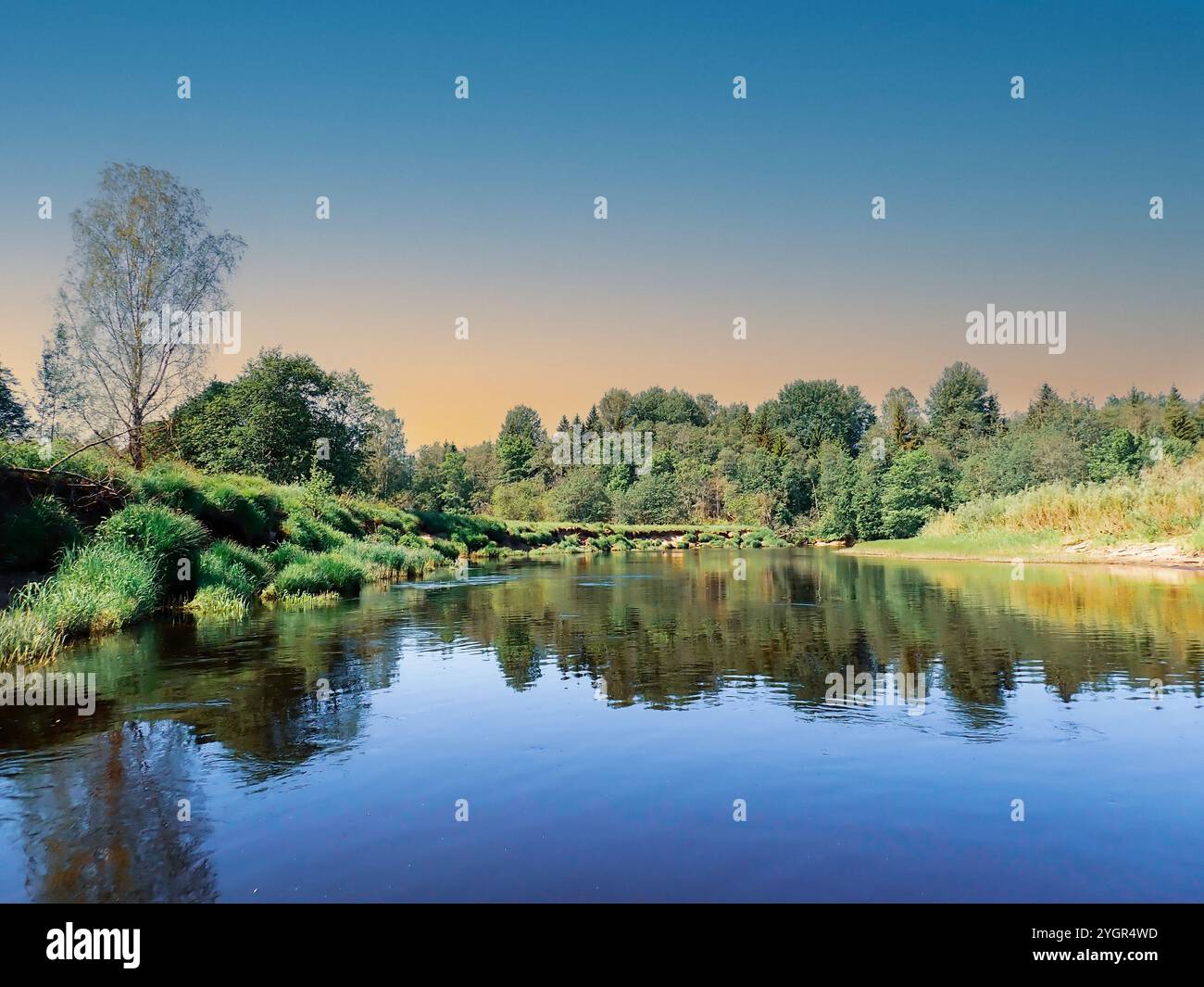 Esplorando la bellezza remota del fiume Volga superiore in Russia Foto Stock