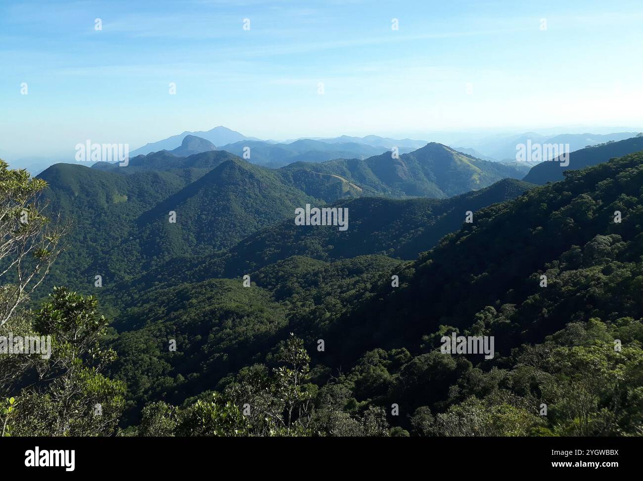 Rio de Janeiro, Brasile, 15 settembre 2024. Vista della riserva biologica di Tinguá, dalla collina Boné, nella regione montuosa dello stato di Rio d Foto Stock