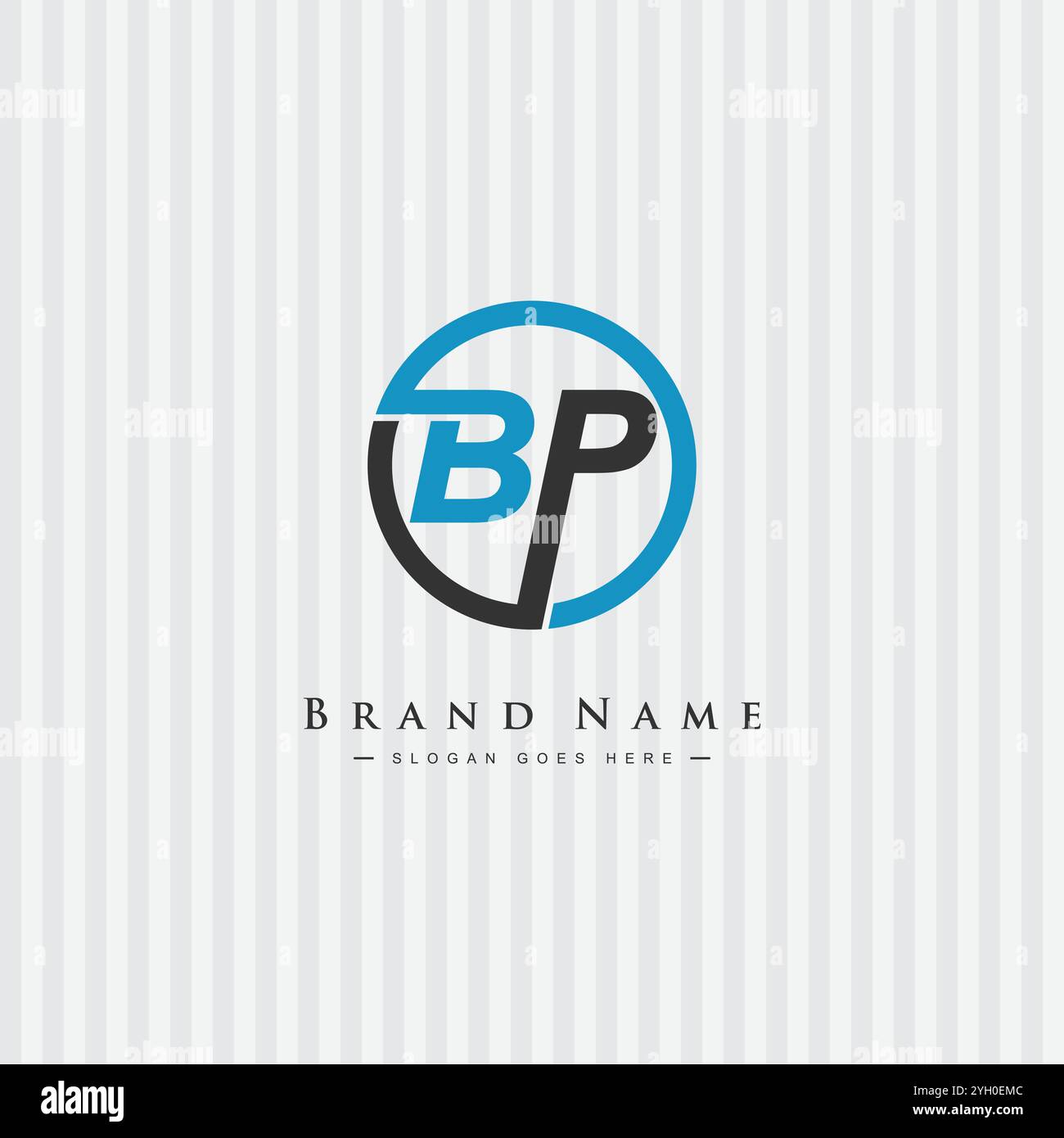 Monogramma creativo per logo BP iniziale - modello di logo vettoriale minimale per l'alfabeto B e P. Illustrazione Vettoriale