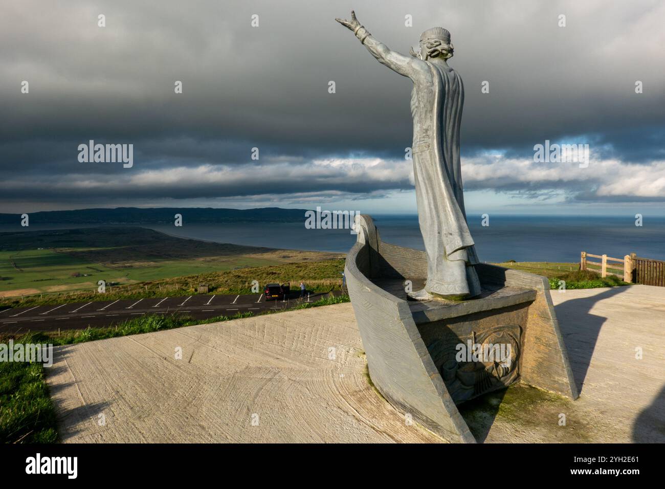 Statua di Manannán Mac Lir..Manannán o Manann, noto anche come Manannán mac Lir figlio del mare Foto Stock