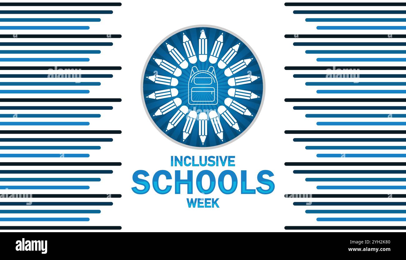 Carta da parati della settimana delle scuole inclusiva con forme e tipografia, banner, scheda, poster, modello. Settimana scolastica inclusiva, sfondo moderno Illustrazione Vettoriale Carta da parati della settimana delle scuole inclusiva con forme e tipografia, banner, scheda, poster, modello. Settimana scolastica inclusiva, sfondo moderno Illustrazione Vettoriale