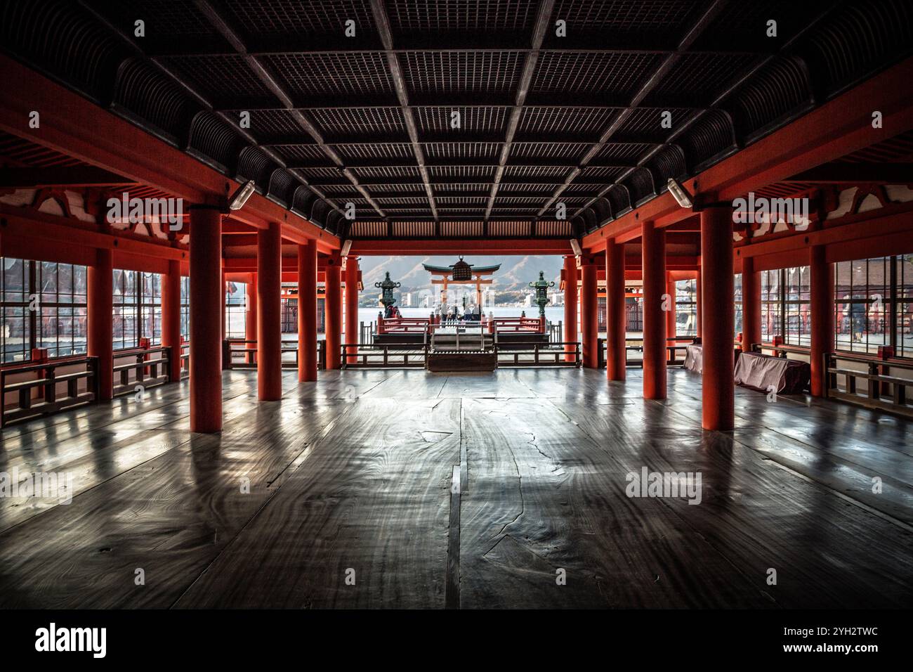 Santuario di Itsukushima (santuario di Miyajima), Hiroshima, Giappone Foto Stock