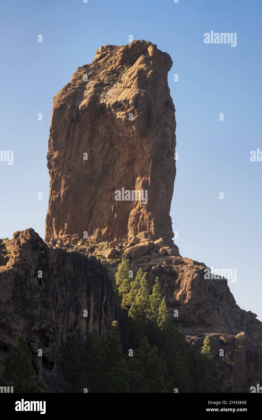 Paesaggio vulcanico panoramico a Roque Nublo, Gran Canaria, Spagna, Europa Foto Stock