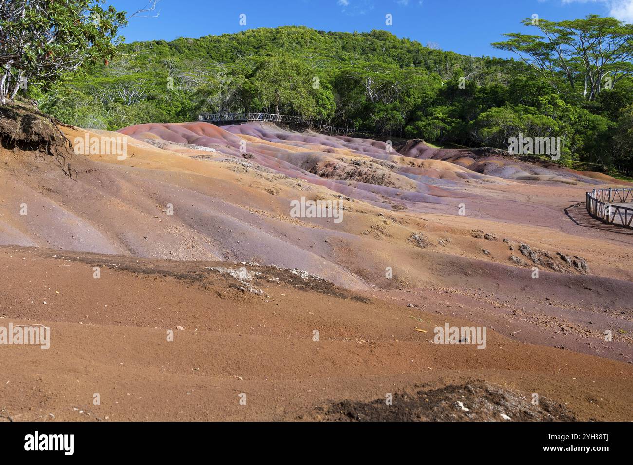 Terra di sette colori, terra di sette colori, minerali, Geopark, Terres des couleurs, Chamarel, Oceano Indiano, Isola, Mauritius, Africa Foto Stock