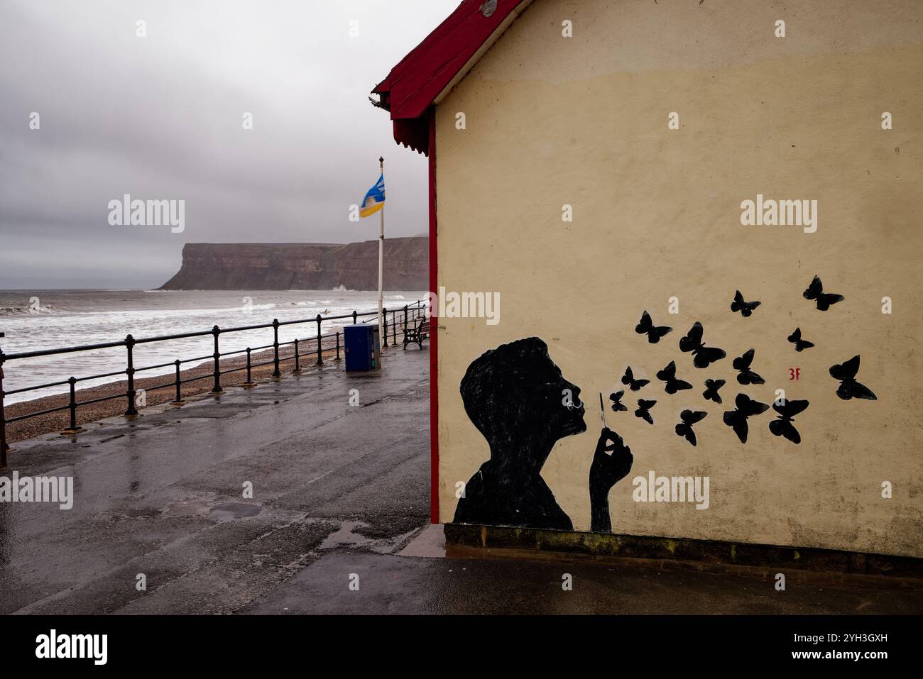 Arte murale sulla Saltburn Promenade, Teesside, Inghilterra. Foto Stock