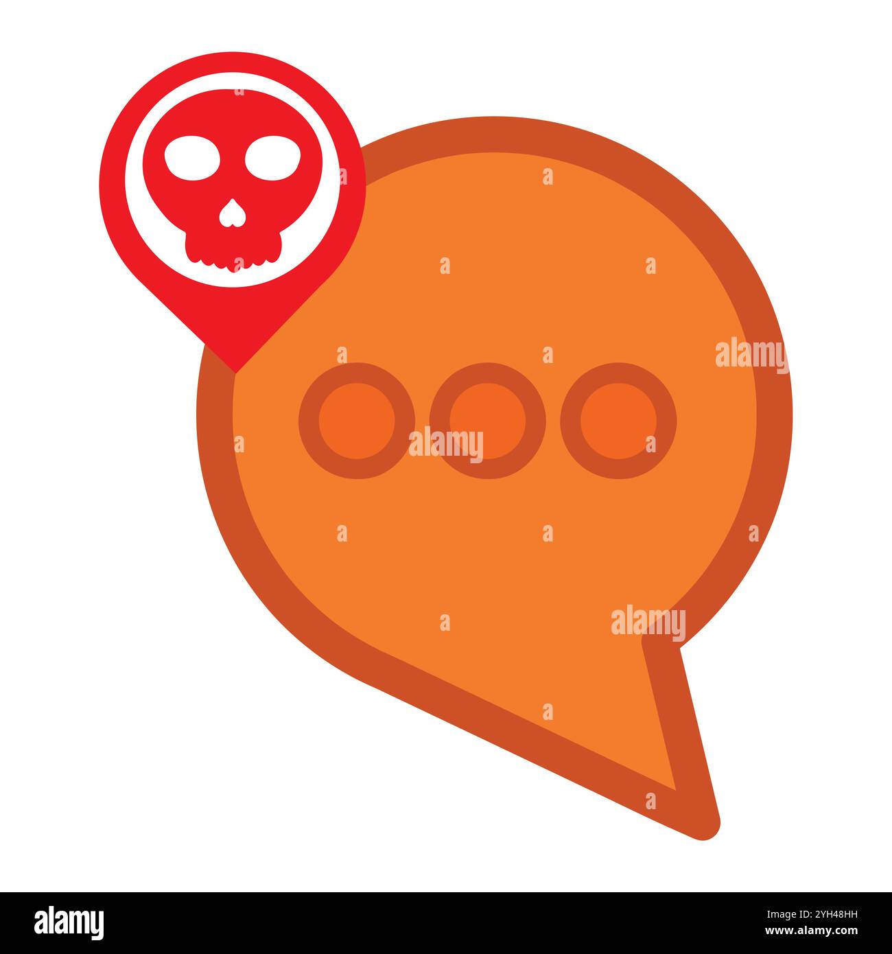 chat con l'icona del cranio isolata su sfondo bianco Illustrazione Vettoriale